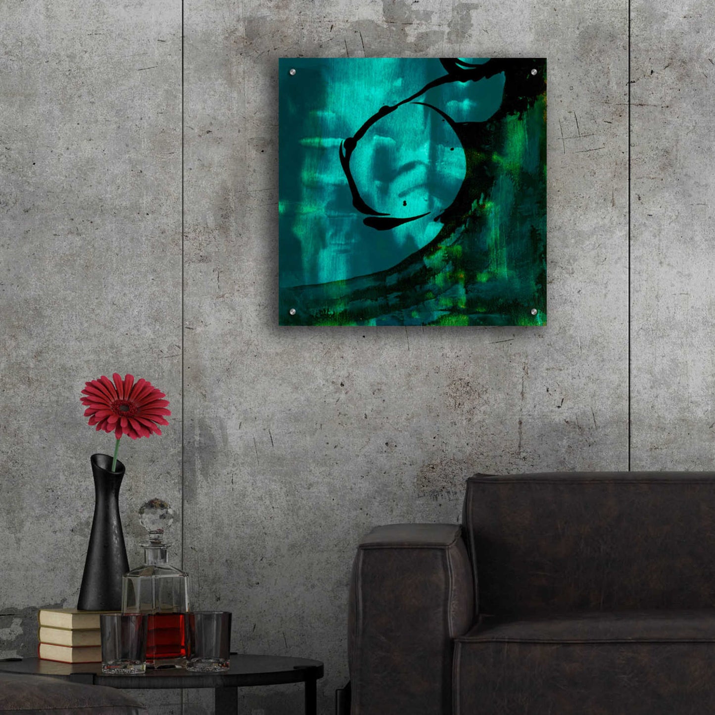 Epic Art 'Turquoise Element III' by Sisa Jasper,' Acrylic Glass Wall Art,24x24