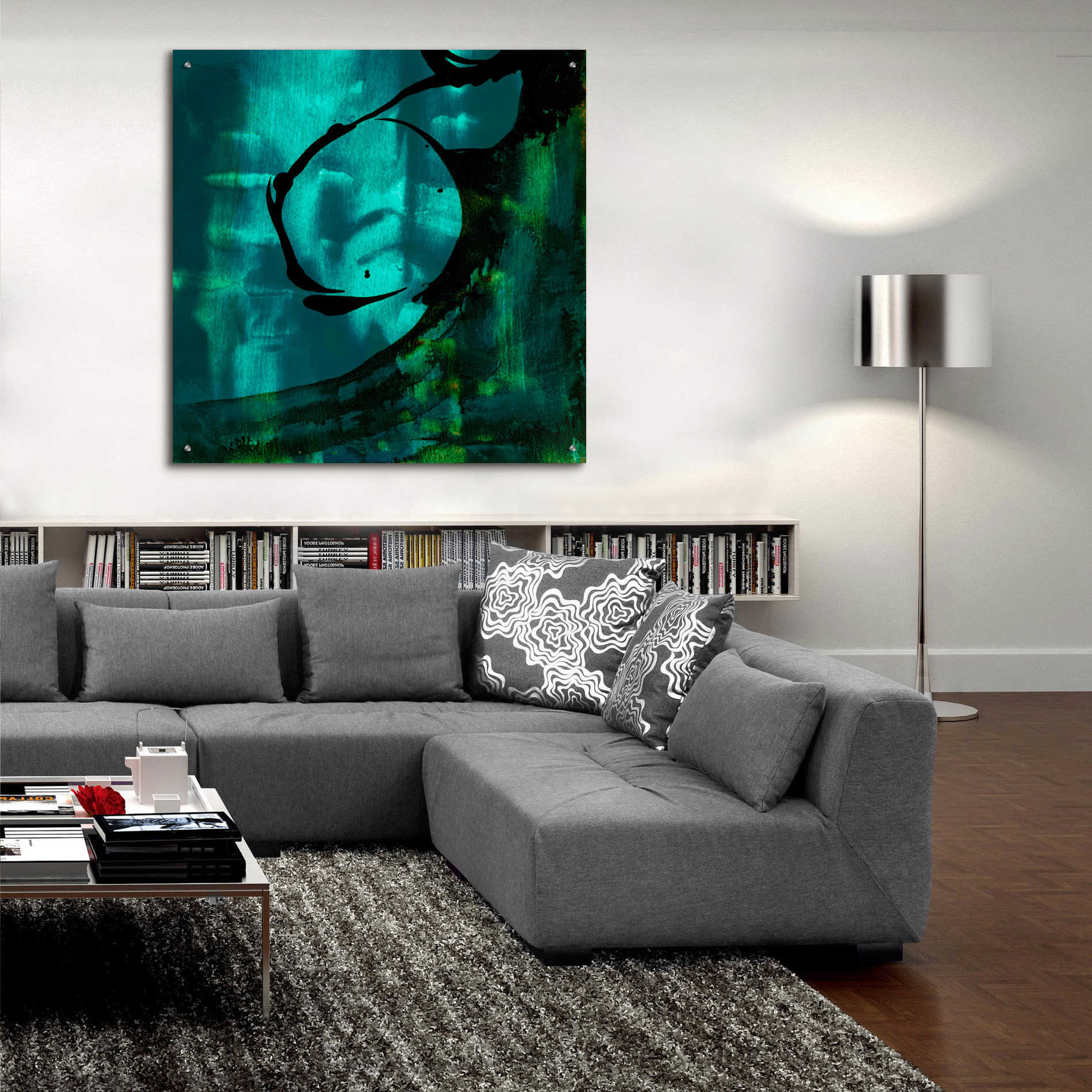 Epic Art 'Turquoise Element III' by Sisa Jasper,' Acrylic Glass Wall Art,36x36