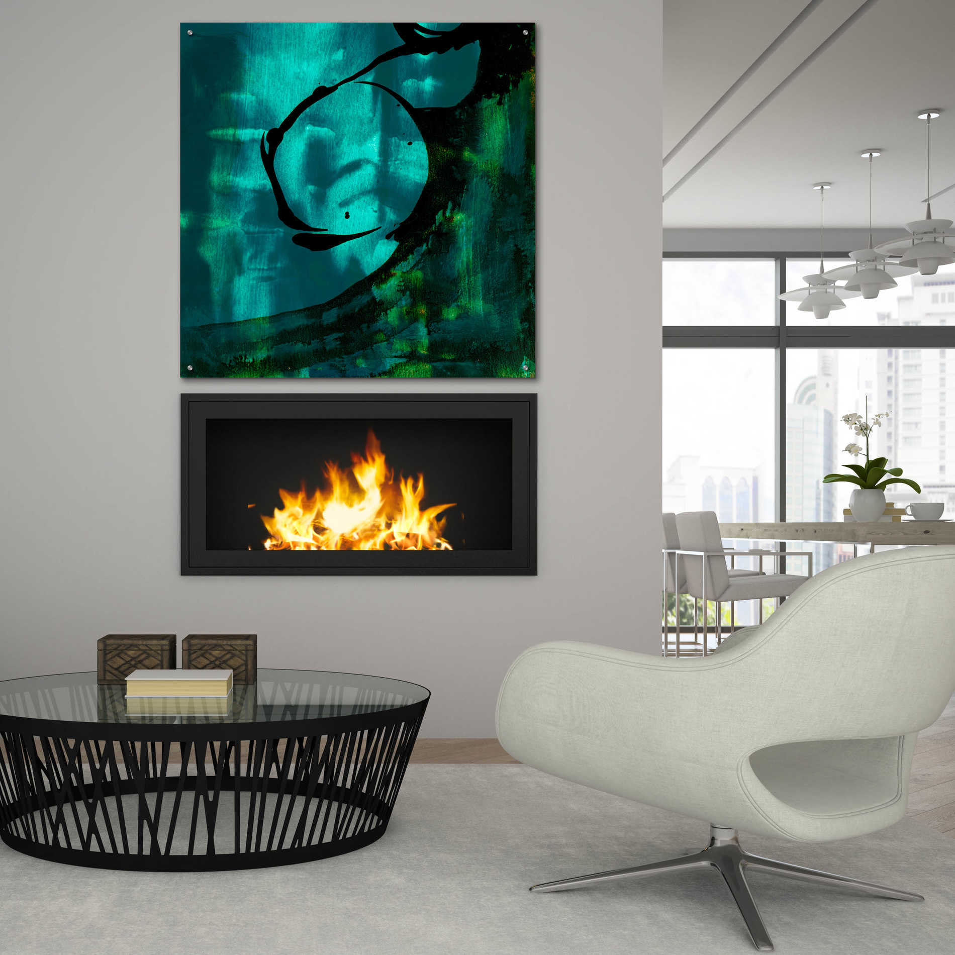 Epic Art 'Turquoise Element III' by Sisa Jasper,' Acrylic Glass Wall Art,36x36