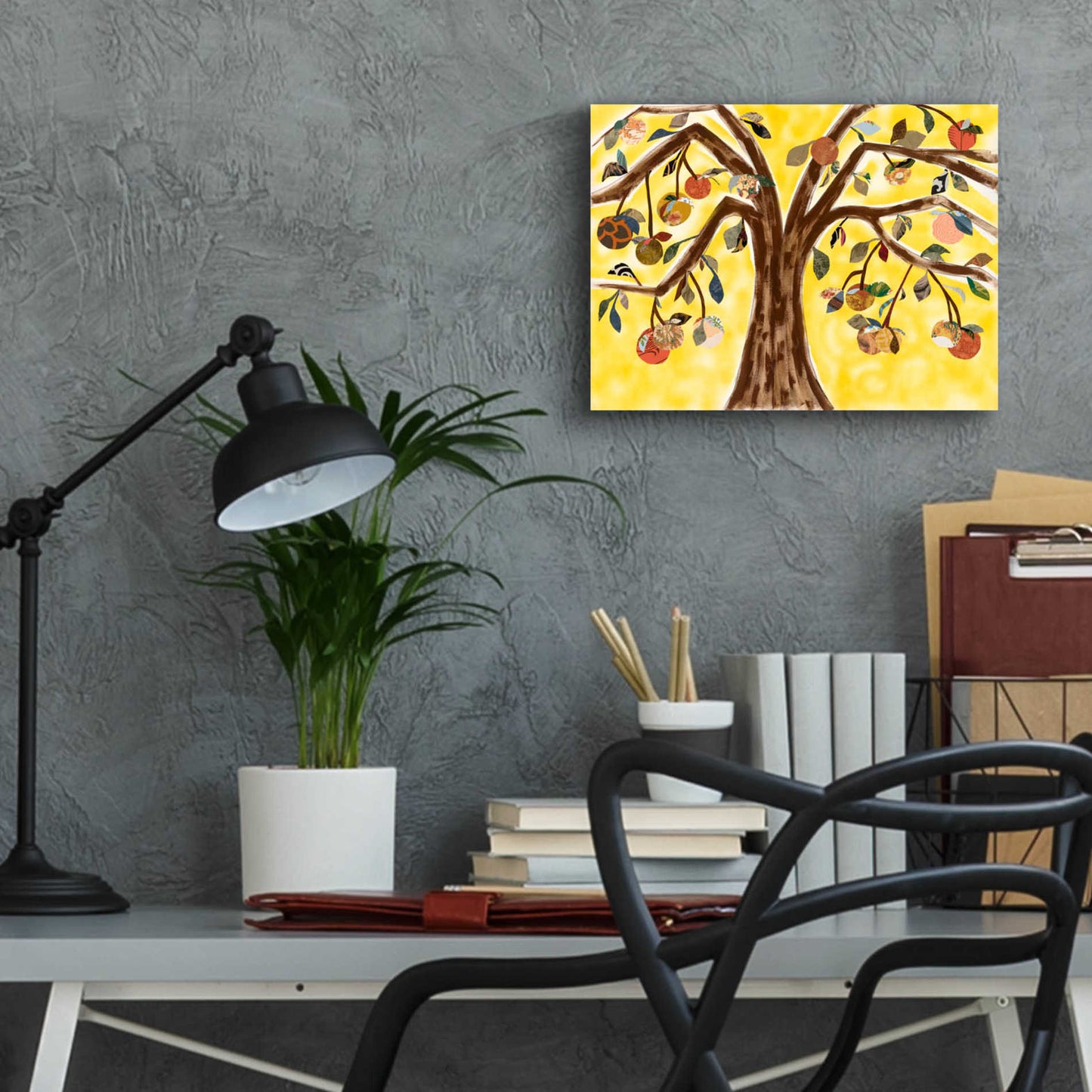 Epic Art 'Yellow Orange Tree' by Sisa Jasper,' Acrylic Glass Wall Art,16x12