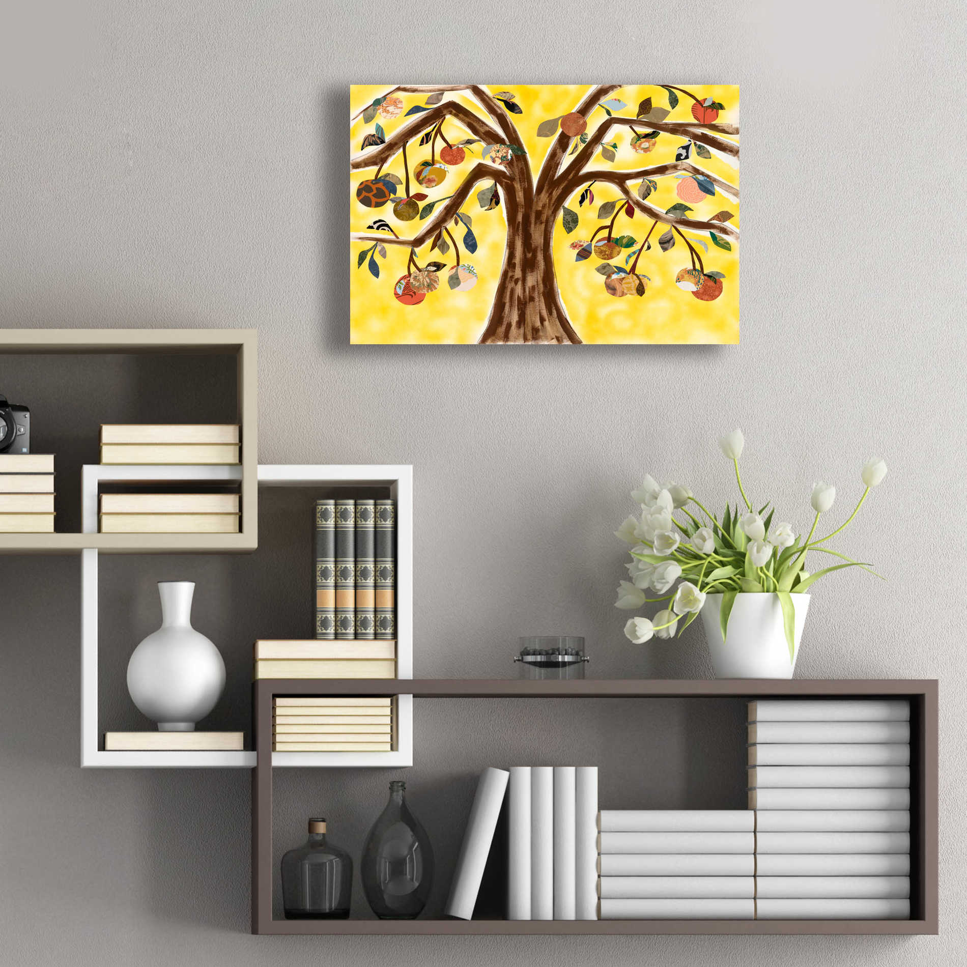 Epic Art 'Yellow Orange Tree' by Sisa Jasper,' Acrylic Glass Wall Art,24x16