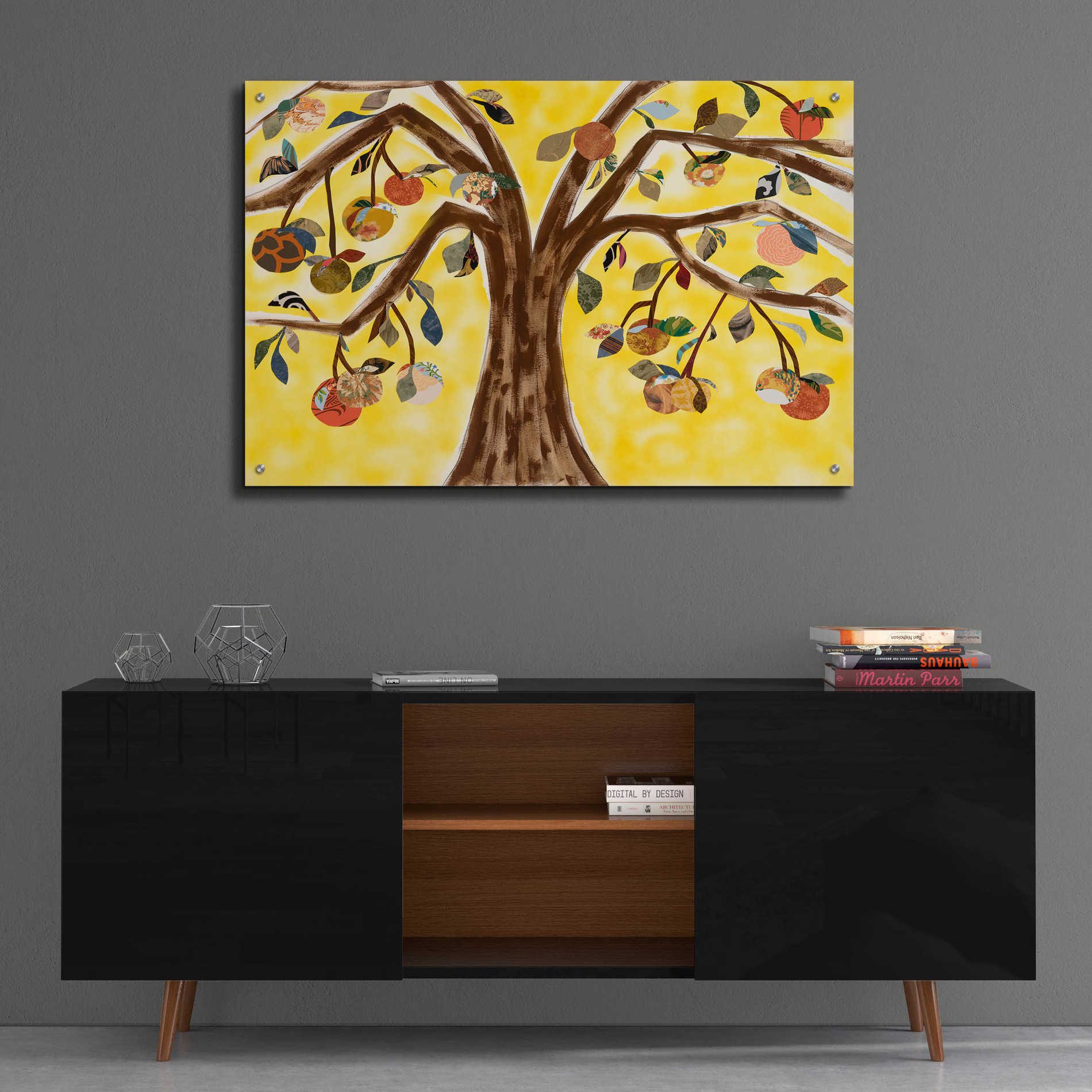 Epic Art 'Yellow Orange Tree' by Sisa Jasper,' Acrylic Glass Wall Art,36x24