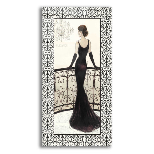 Epic Art 'La Belle Noir with Floral Cartouche Border 4' by Emily Adams, Acrylic Glass Wall Art