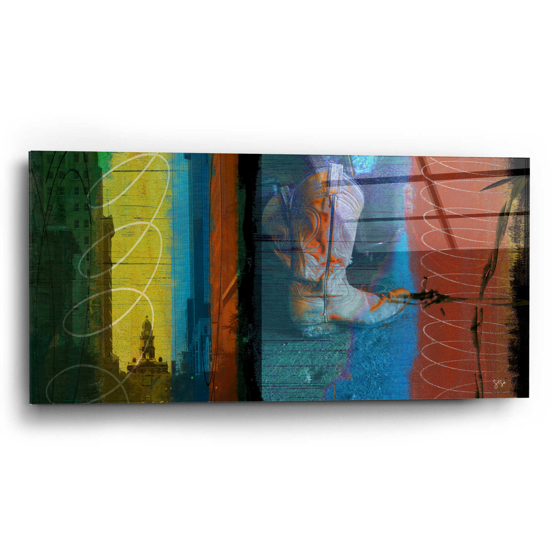 Epic Art 'Boot Collage' by Sisa Jasper,' Acrylic Glass Wall Art,24x12