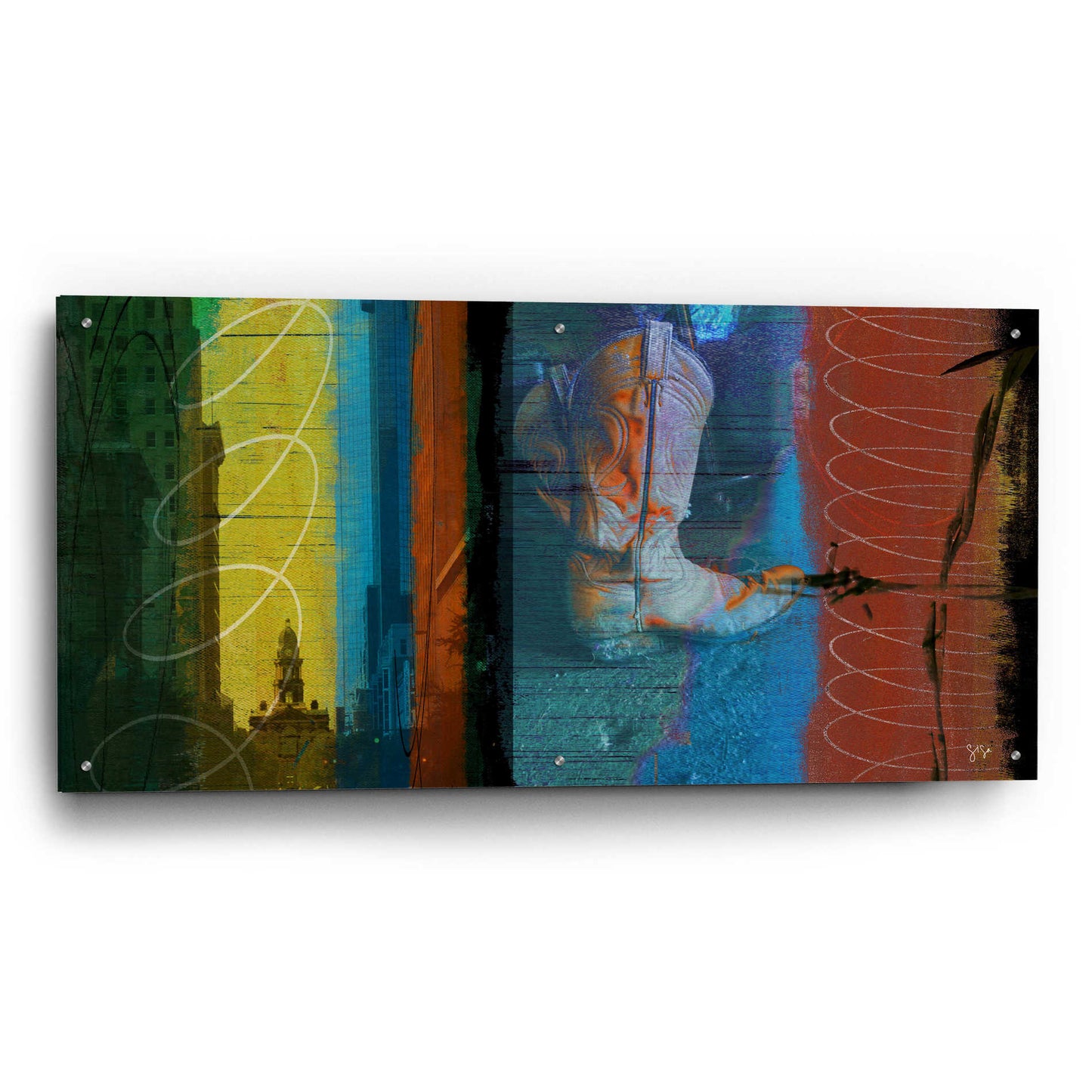 Epic Art 'Boot Collage' by Sisa Jasper,' Acrylic Glass Wall Art,48x24