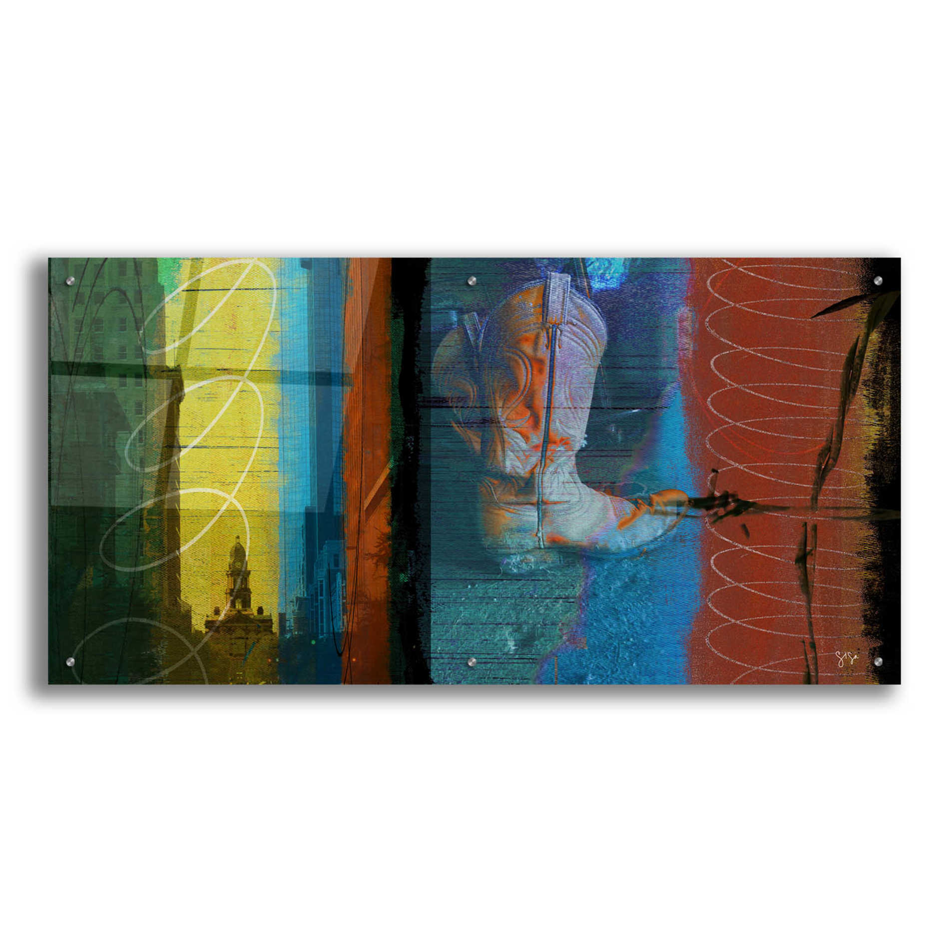 Epic Art 'Boot Collage' by Sisa Jasper,' Acrylic Glass Wall Art,48x24