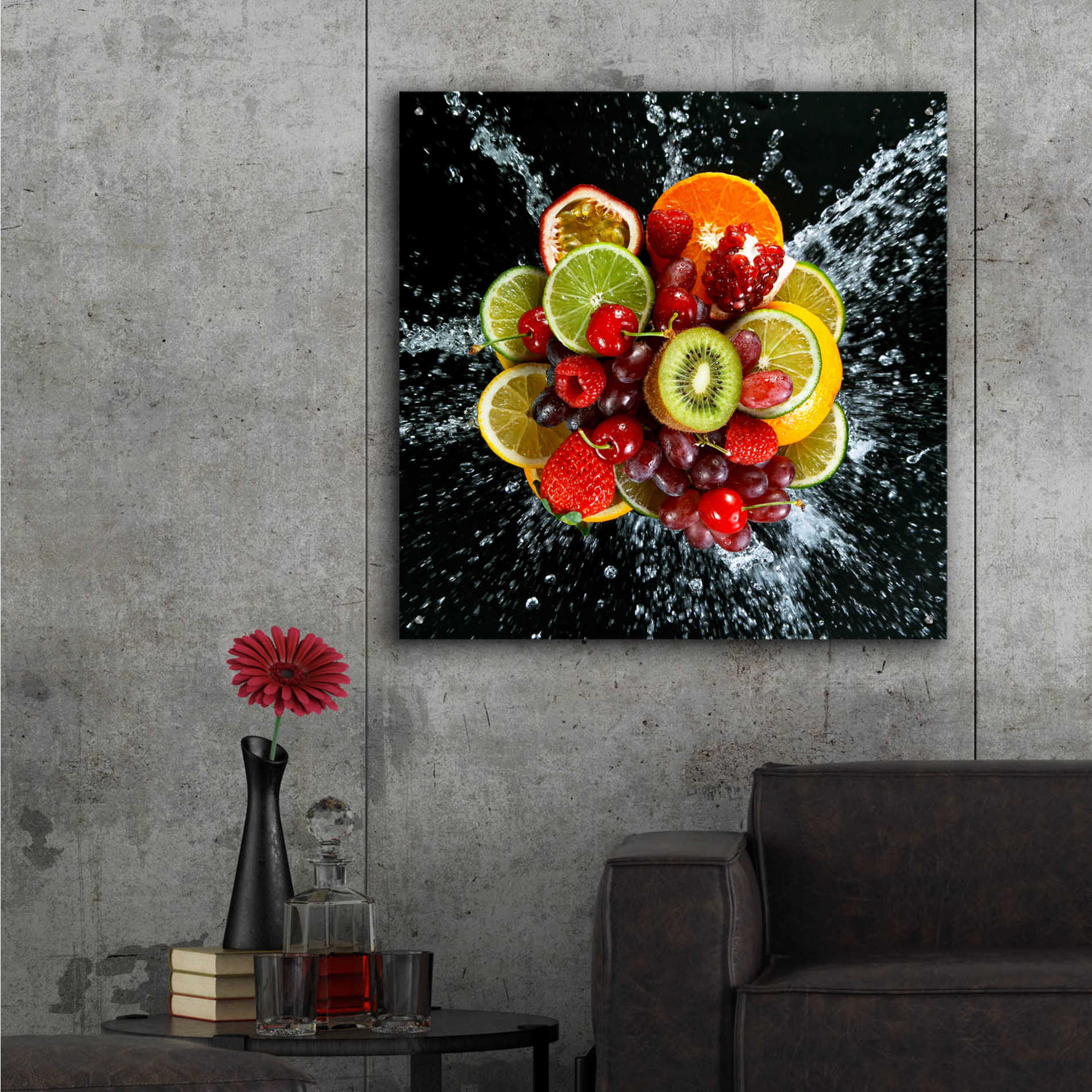 Epic Art 'Fruit Splash III,' Acrylic Glass Wall Art,36x36