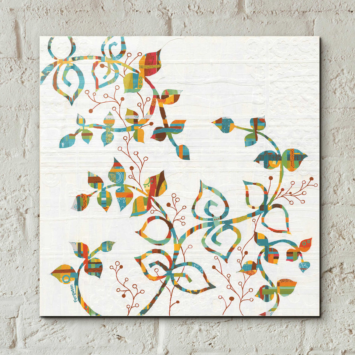 Epic Art 'Rainbow Vines with Berries Spice' by Kathy Ferguson, Acrylic Glass Wall Art,12x12