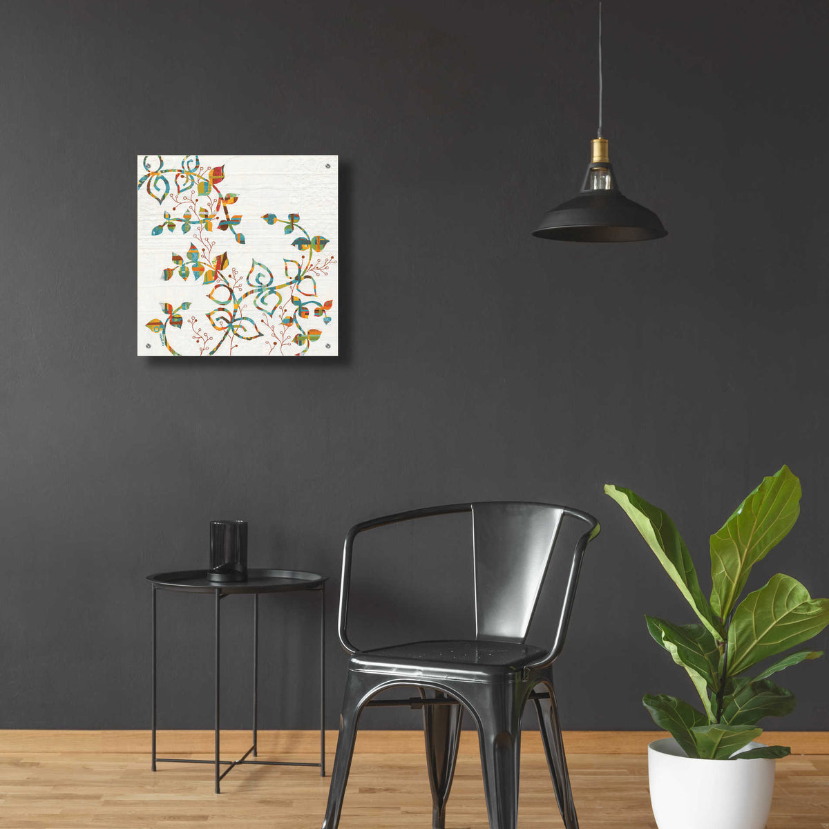 Epic Art 'Rainbow Vines with Berries Spice' by Kathy Ferguson, Acrylic Glass Wall Art,24x24