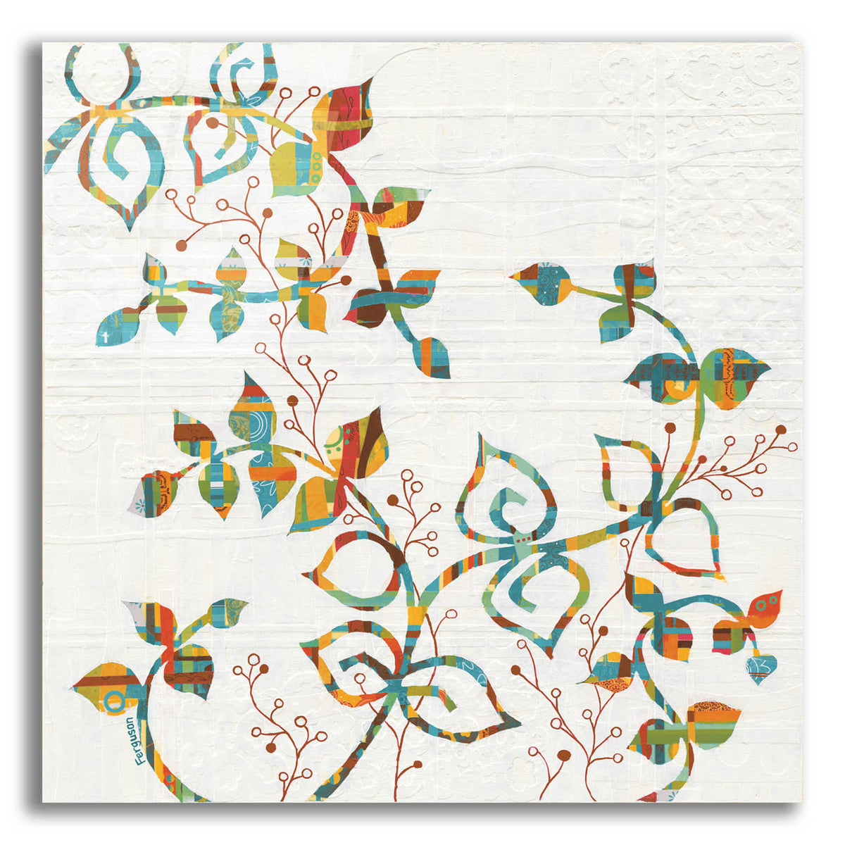 Epic Art 'Rainbow Vines with Berries Spice' by Kathy Ferguson, Acrylic Glass Wall Art