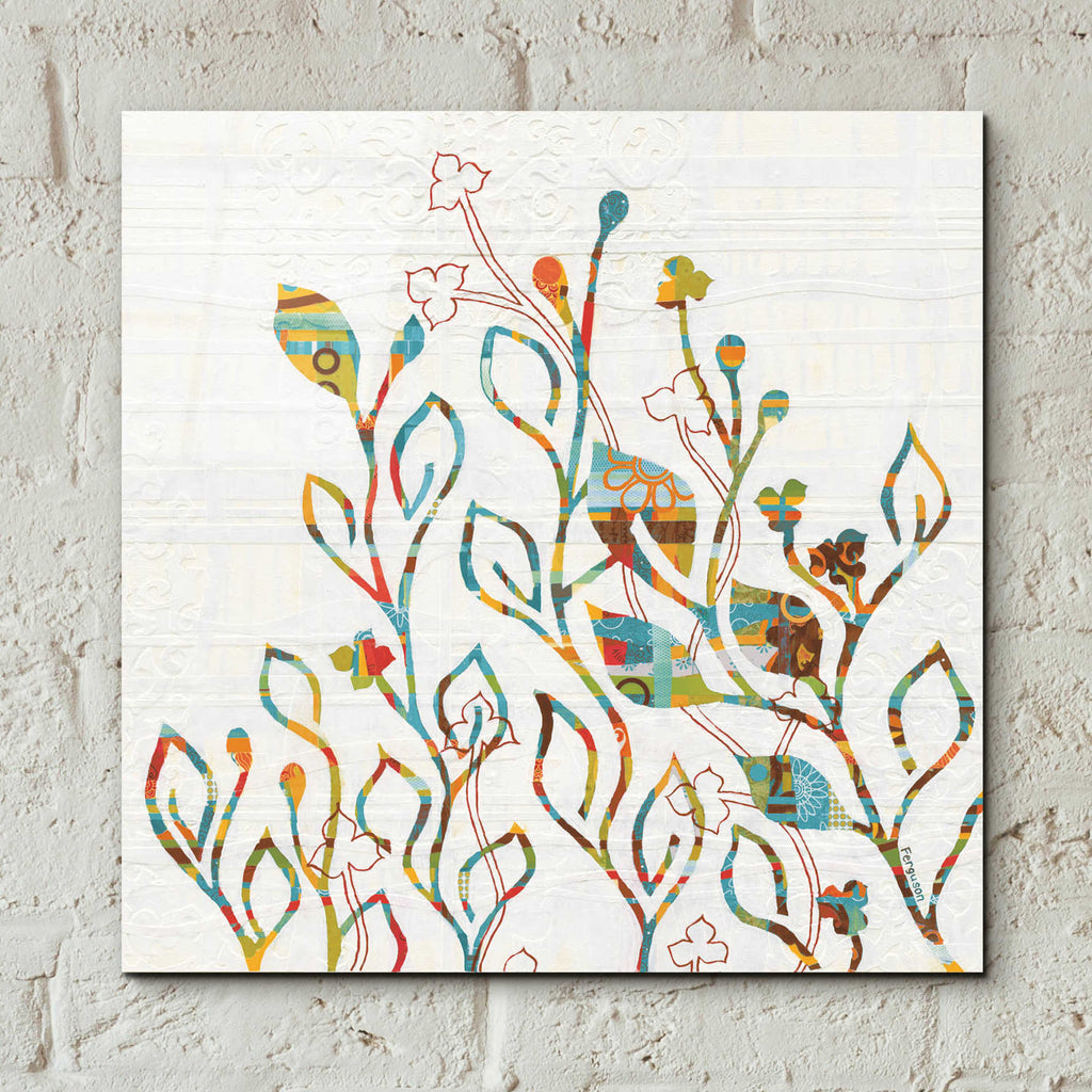 Epic Art 'Rainbow Vines with Flowers Spice' by Kathy Ferguson, Acrylic Glass Wall Art,12x12