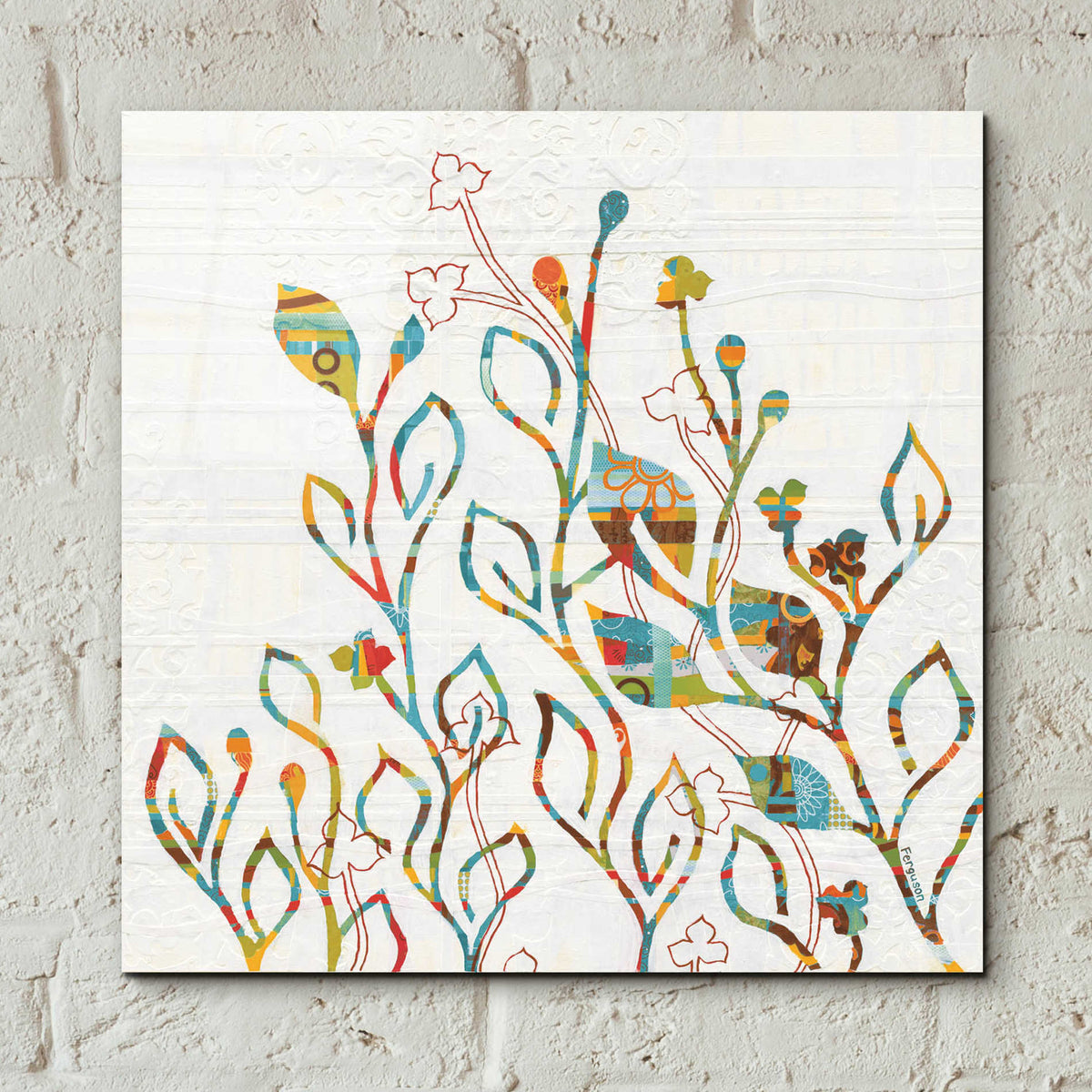 Epic Art 'Rainbow Vines with Flowers Spice' by Kathy Ferguson, Acrylic Glass Wall Art,12x12
