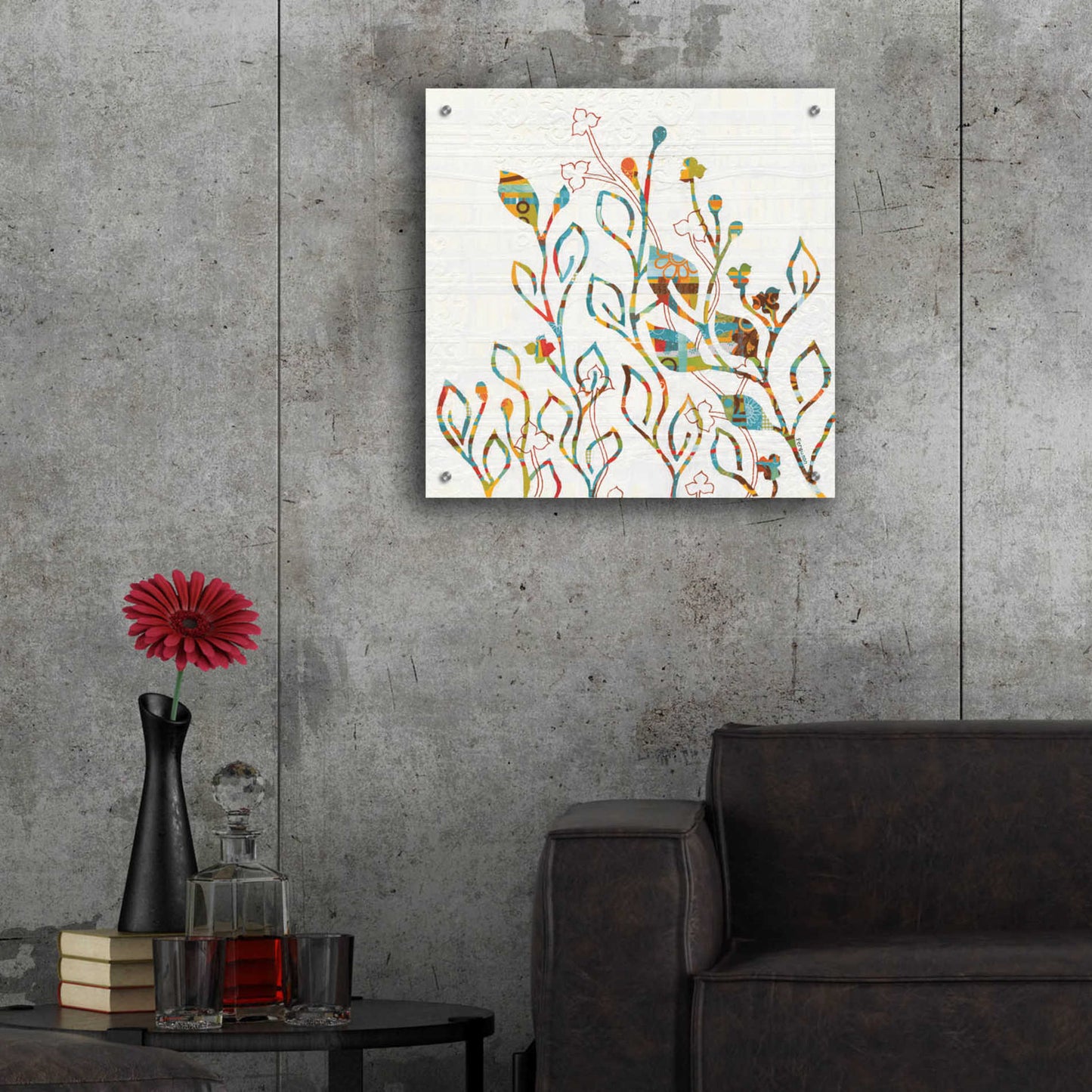 Epic Art 'Rainbow Vines with Flowers Spice' by Kathy Ferguson, Acrylic Glass Wall Art,24x24