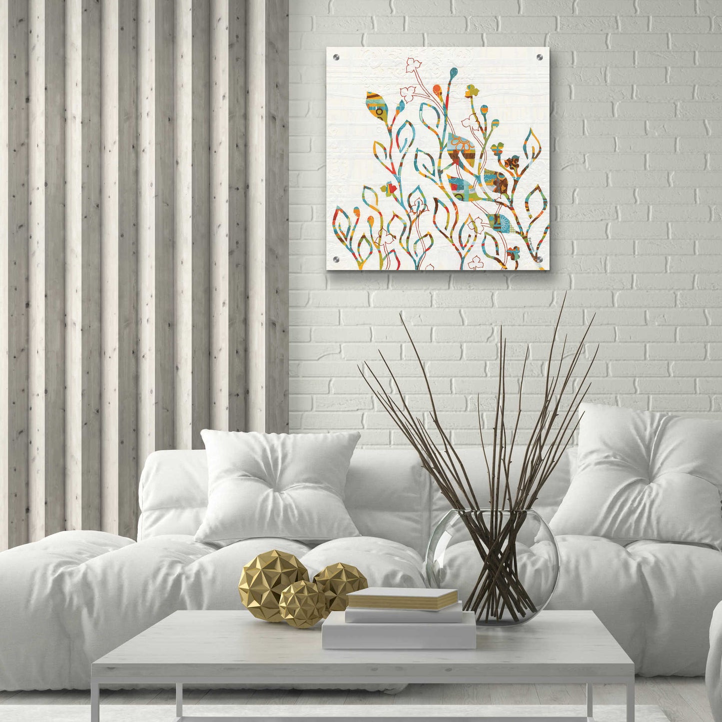 Epic Art 'Rainbow Vines with Flowers Spice' by Kathy Ferguson, Acrylic Glass Wall Art,24x24