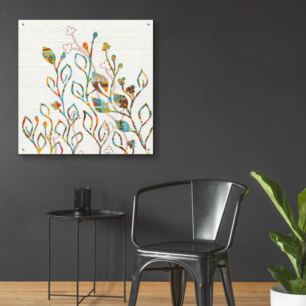 Epic Art 'Rainbow Vines with Flowers Spice' by Kathy Ferguson, Acrylic Glass Wall Art,36x36
