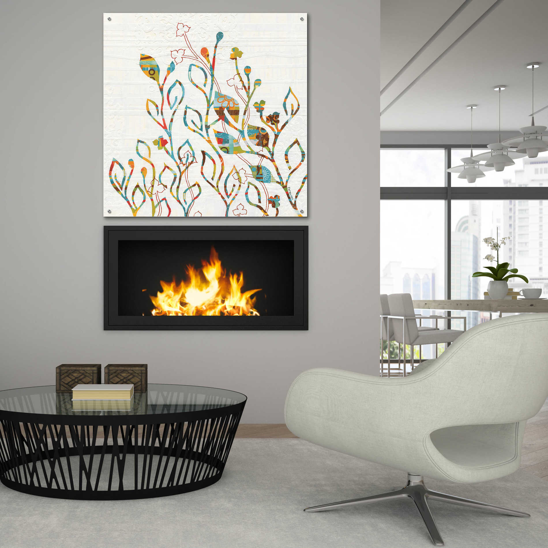 Epic Art 'Rainbow Vines with Flowers Spice' by Kathy Ferguson, Acrylic Glass Wall Art,36x36