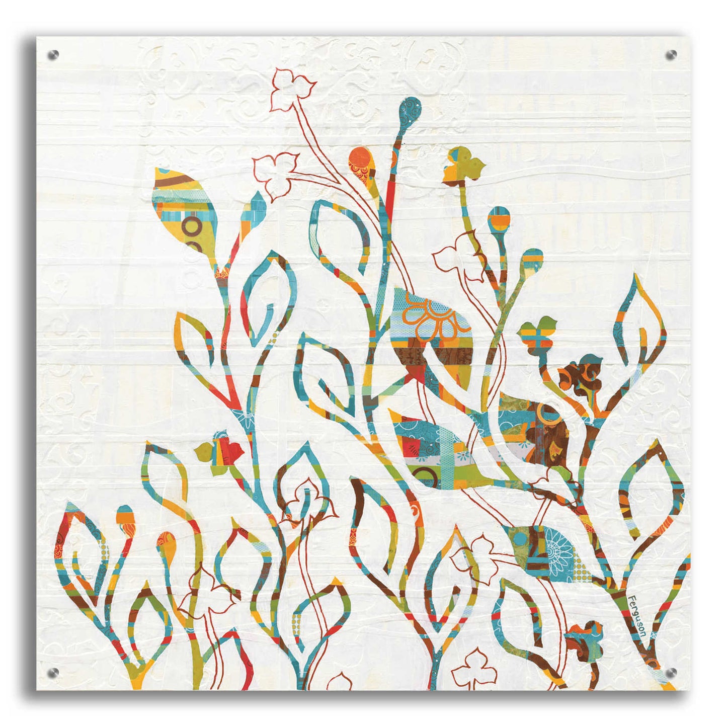 Epic Art 'Rainbow Vines with Flowers Spice' by Kathy Ferguson, Acrylic Glass Wall Art,36x36