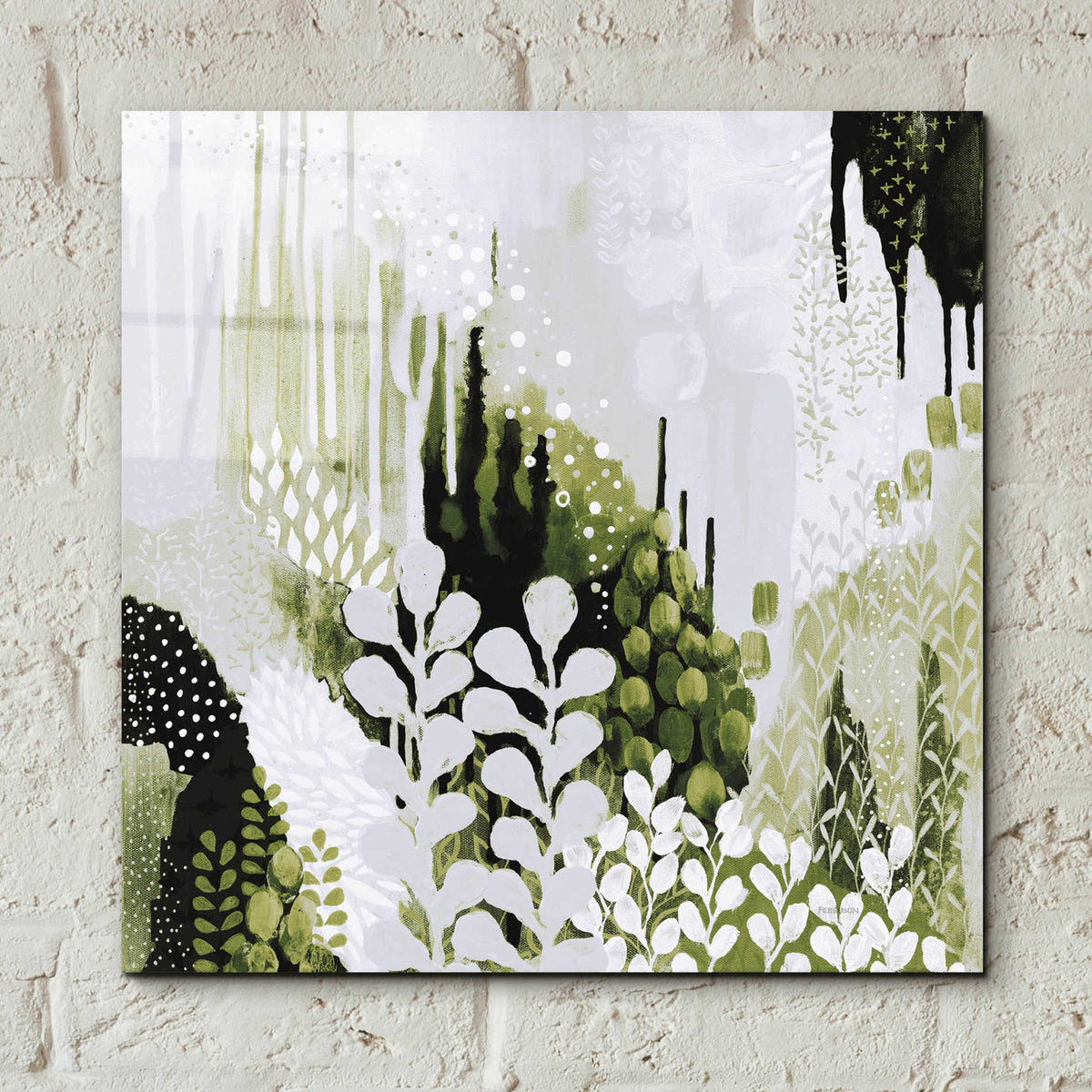 Epic Art 'BW Forest II with Green' by Kathy Ferguson, Acrylic Glass Wall Art,12x12