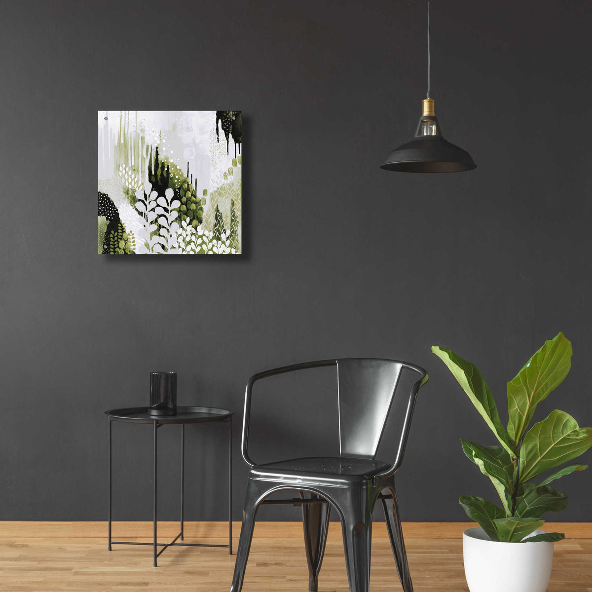 Epic Art 'BW Forest II with Green' by Kathy Ferguson, Acrylic Glass Wall Art,24x24