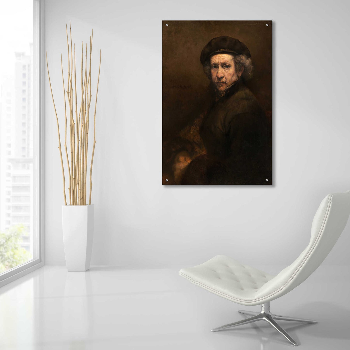 Epic Art 'Self-Portrait' by Rembrandt, Acrylic Glass Wall Art,24x36