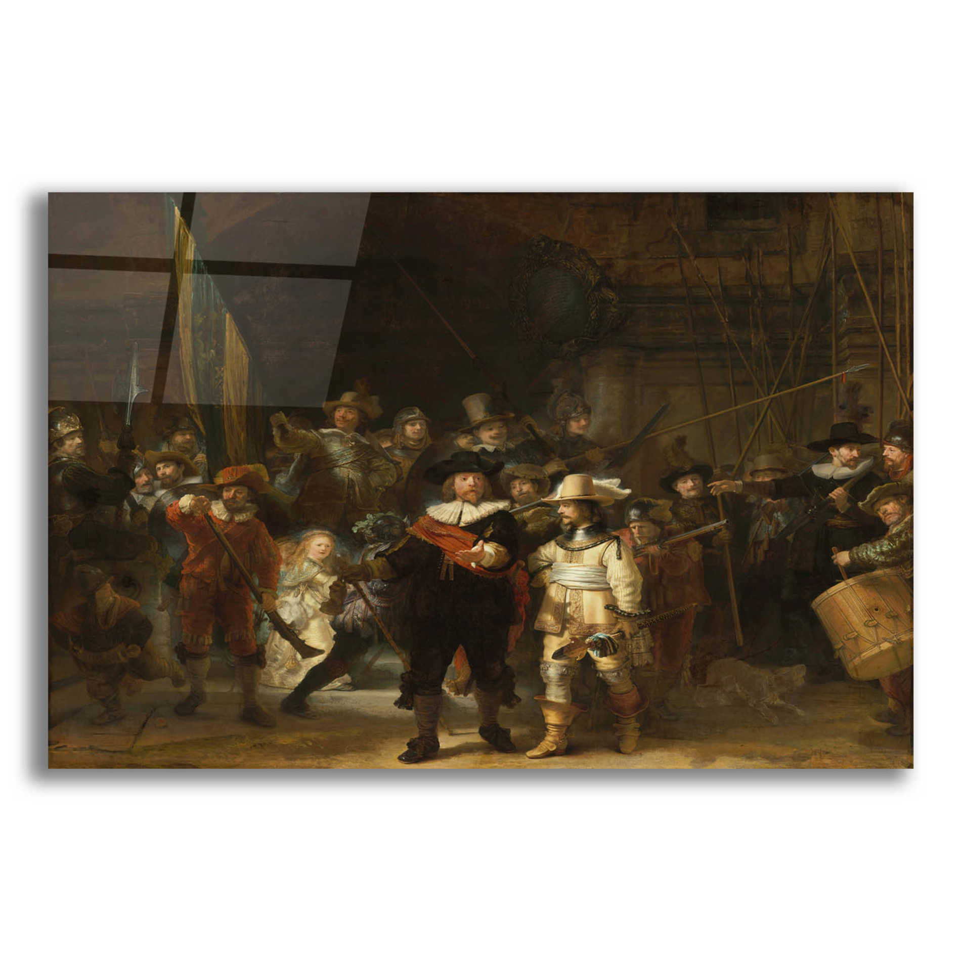 Epic Art 'The Night Watch' by Rembrandt, Acrylic Glass Wall Art,16x12