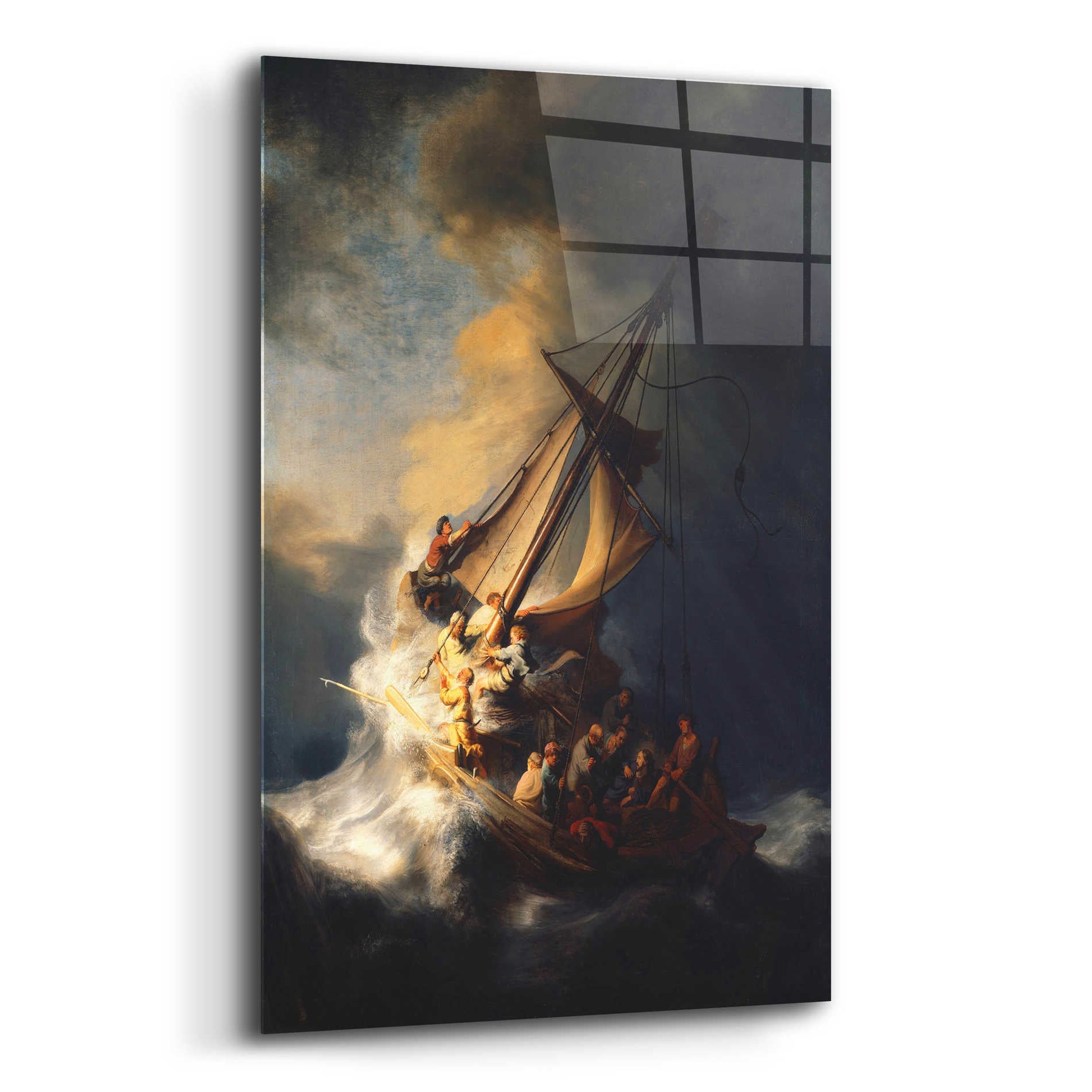 Epic Art 'The Storm on the Sea of Galilee' by Rembrandt, Acrylic Glass Wall Art,12x16