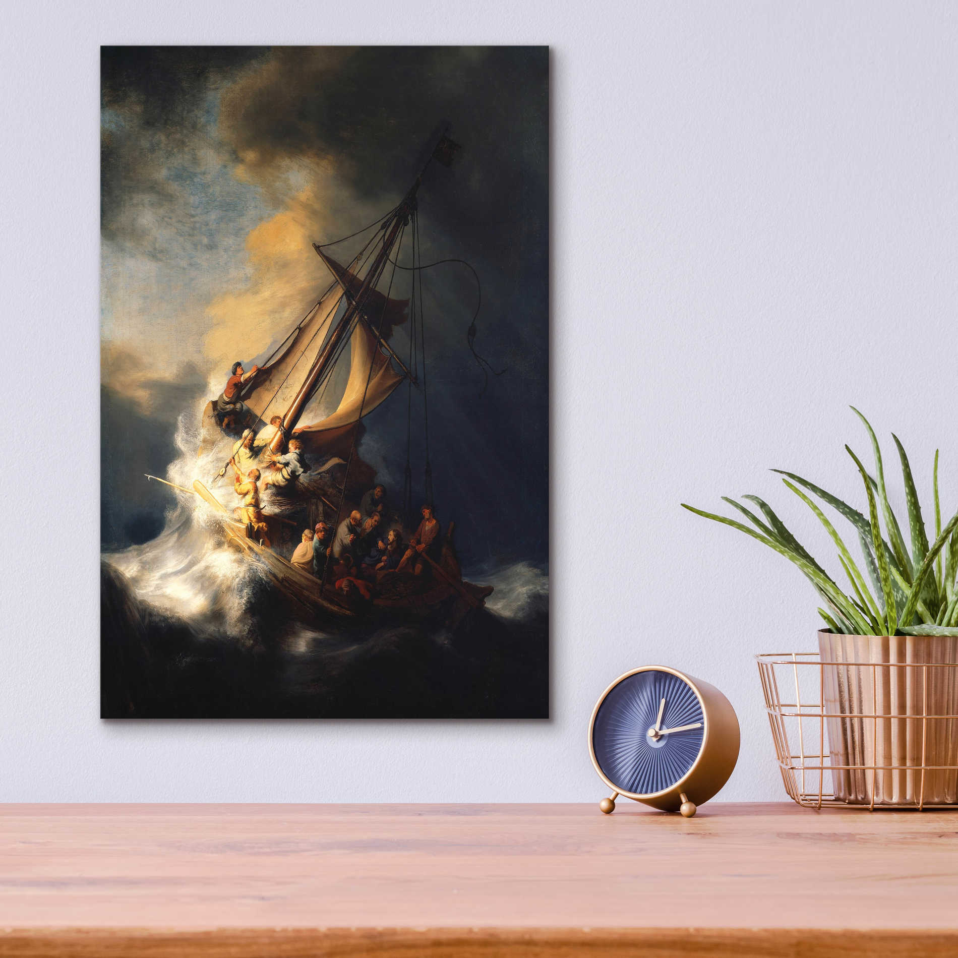 Epic Art 'The Storm on the Sea of Galilee' by Rembrandt, Acrylic Glass Wall Art,12x16