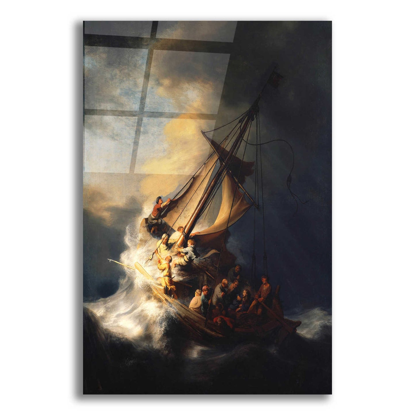 Epic Art 'The Storm on the Sea of Galilee' by Rembrandt, Acrylic Glass Wall Art,12x16