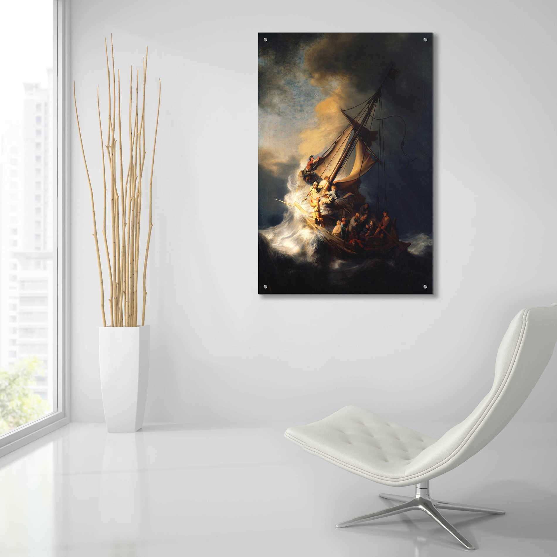 Epic Art 'The Storm on the Sea of Galilee' by Rembrandt, Acrylic Glass Wall Art,24x36