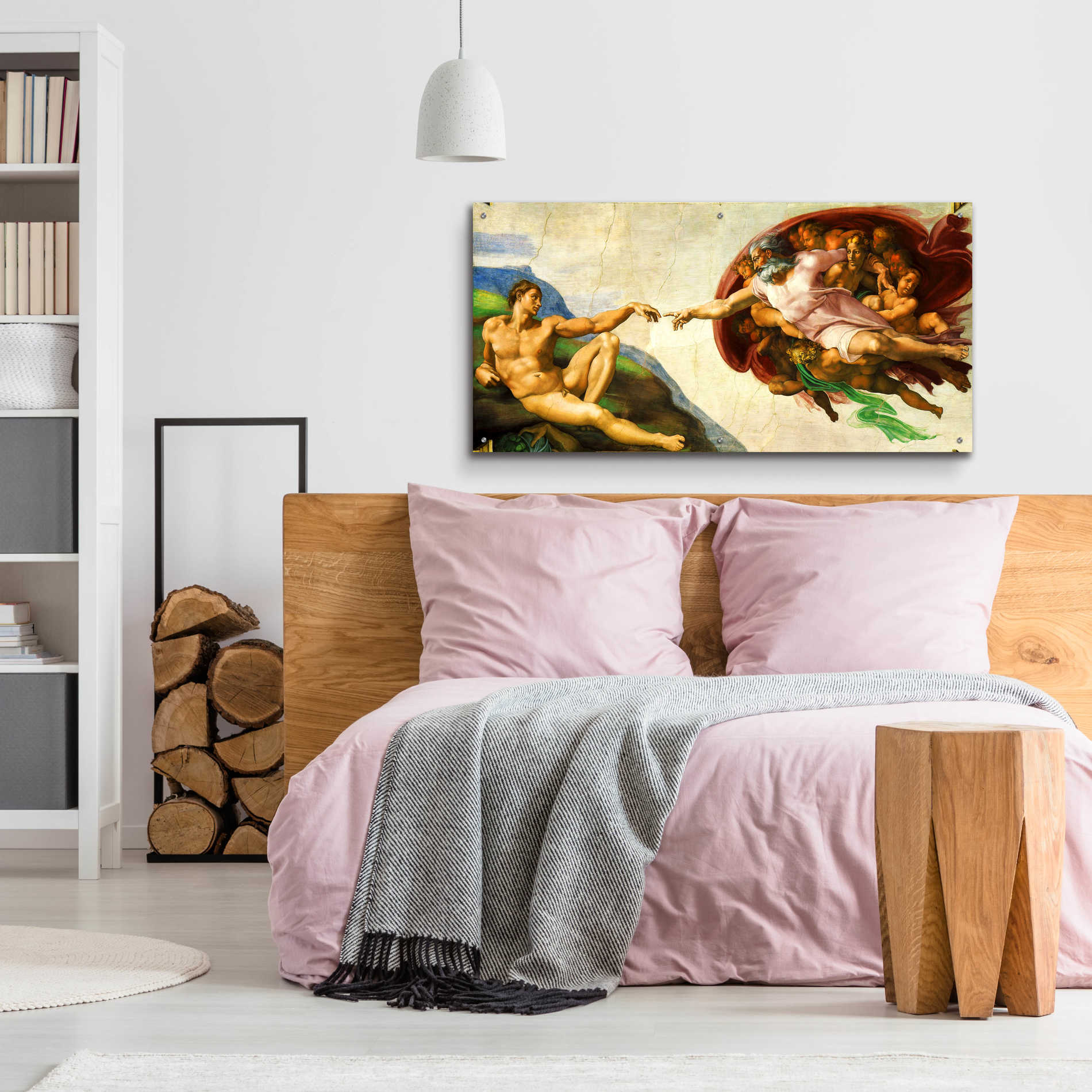 Epic Art 'The Creation of Adam' by Michelangelo,  Acrylic Glass Wall Art,48x24