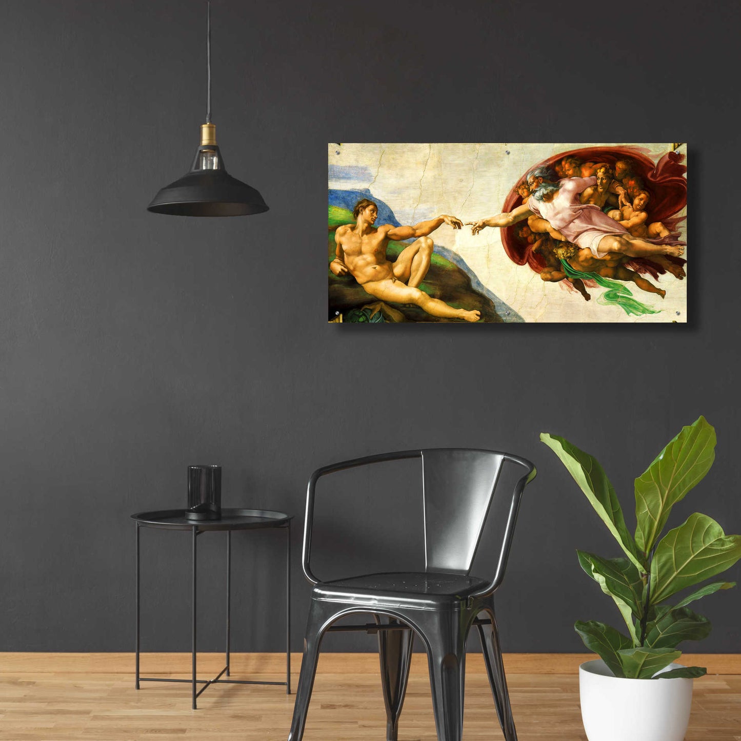 Epic Art 'The Creation of Adam' by Michelangelo,  Acrylic Glass Wall Art,48x24