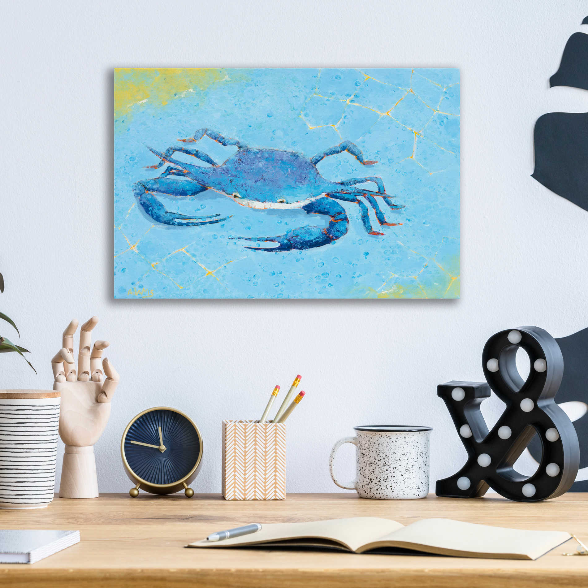 Epic Art 'Blue Crab V' by Phyllis Adams, Acrylic Glass Wall Art,16x12