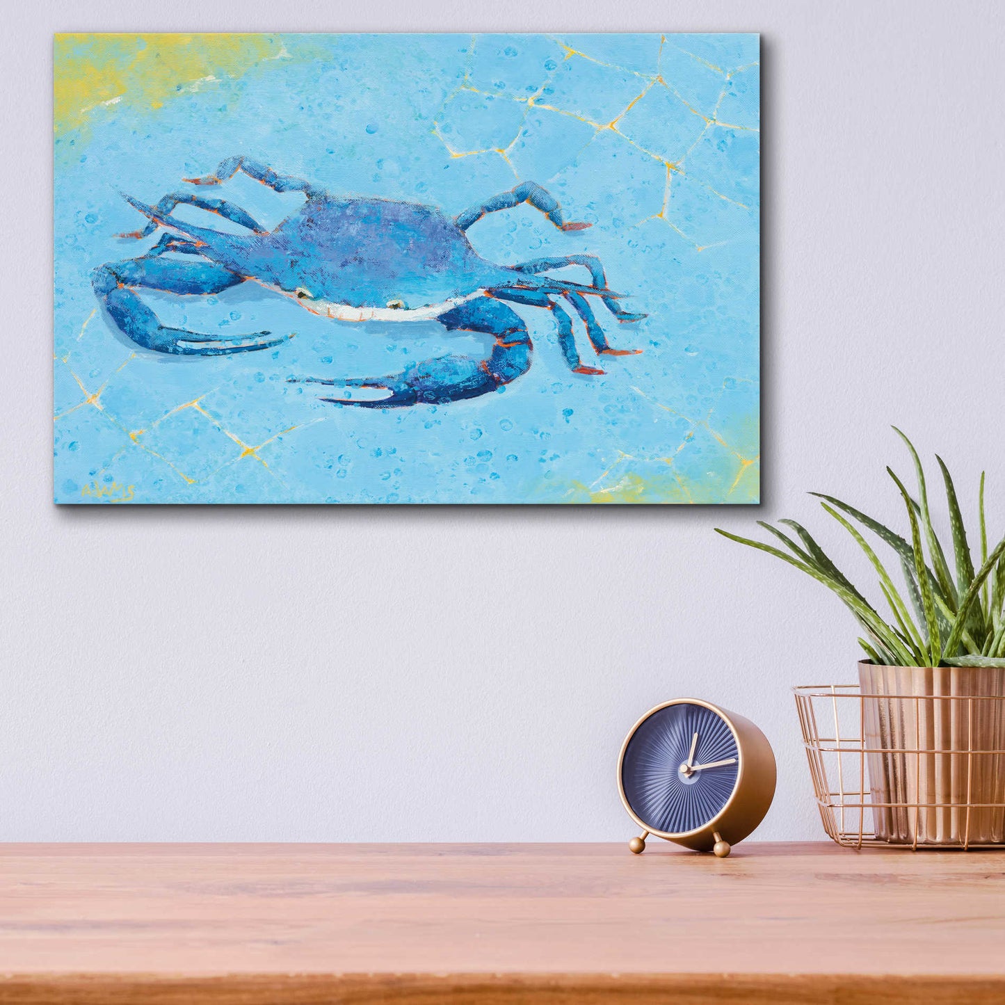 Epic Art 'Blue Crab V' by Phyllis Adams, Acrylic Glass Wall Art,16x12