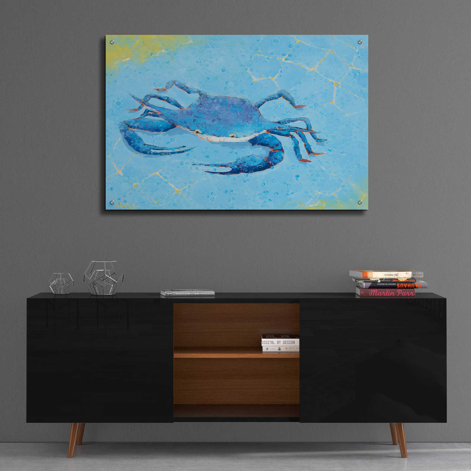 Epic Art 'Blue Crab V' by Phyllis Adams, Acrylic Glass Wall Art,36x24