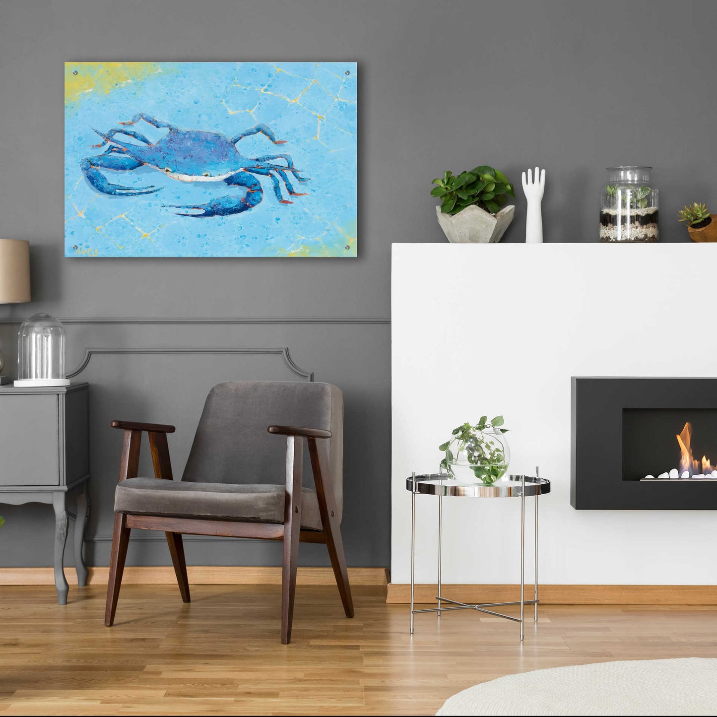 Epic Art 'Blue Crab V' by Phyllis Adams, Acrylic Glass Wall Art,36x24