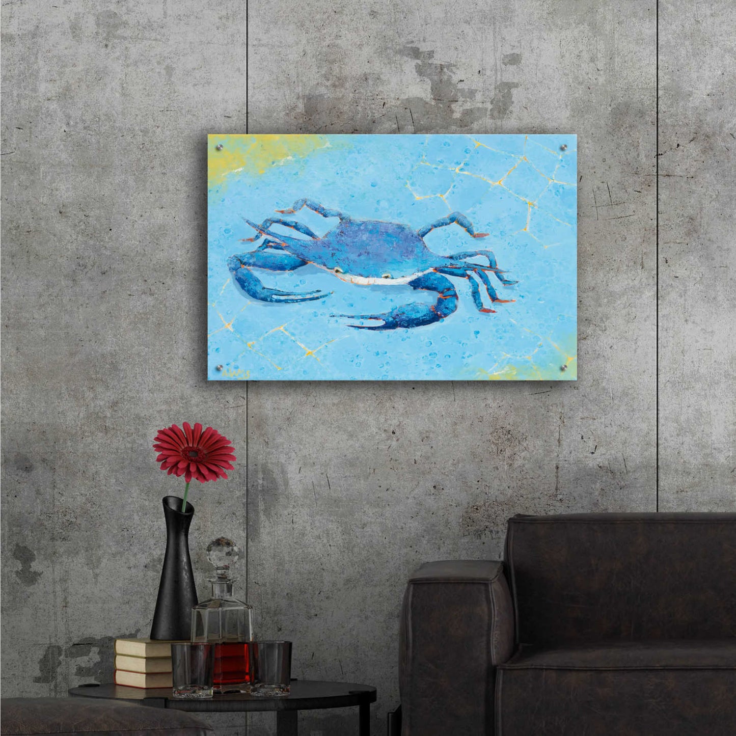 Epic Art 'Blue Crab V' by Phyllis Adams, Acrylic Glass Wall Art,36x24