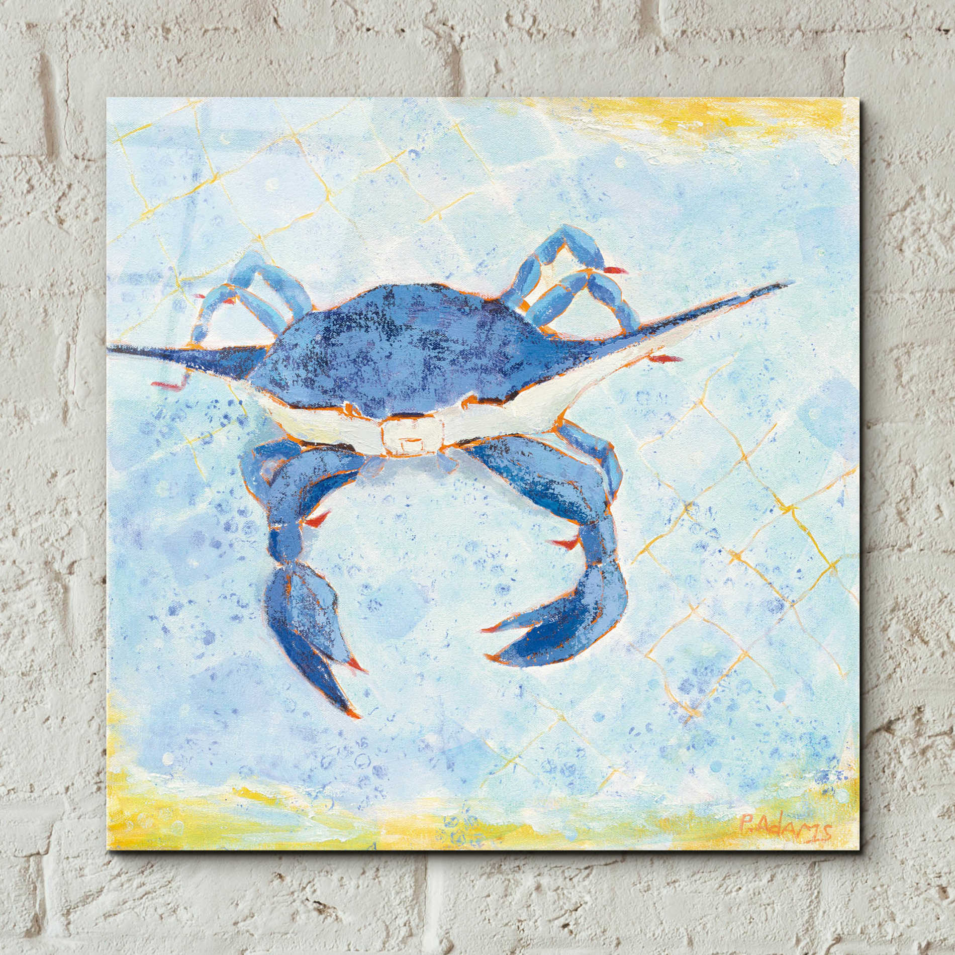 Epic Art 'Blue Crab VI' by Phyllis Adams, Acrylic Glass Wall Art,12x12