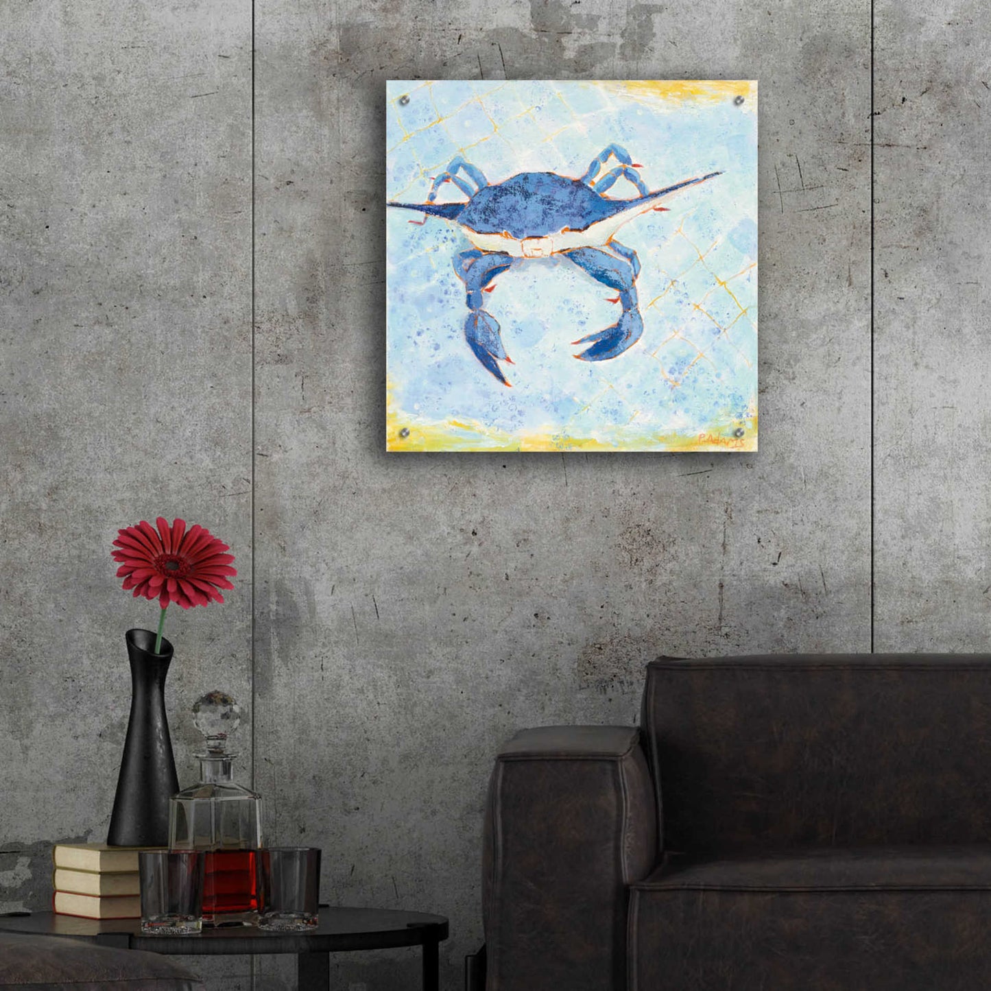 Epic Art 'Blue Crab VI' by Phyllis Adams, Acrylic Glass Wall Art,24x24