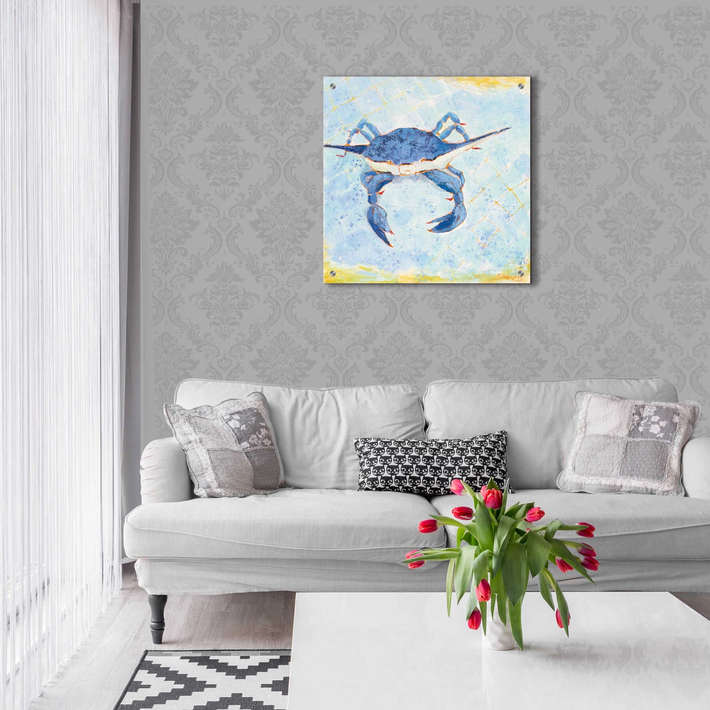 Epic Art 'Blue Crab VI' by Phyllis Adams, Acrylic Glass Wall Art,24x24