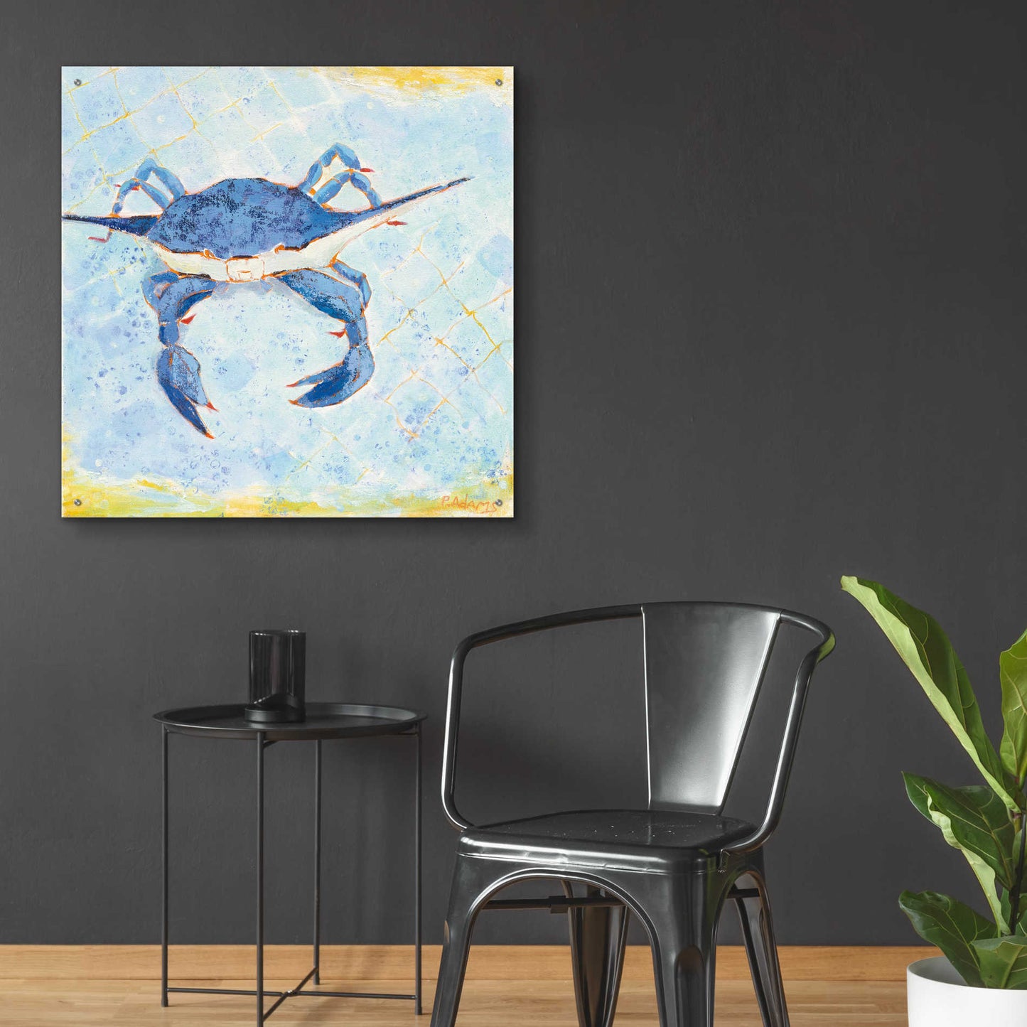 Epic Art 'Blue Crab VI' by Phyllis Adams, Acrylic Glass Wall Art,36x36