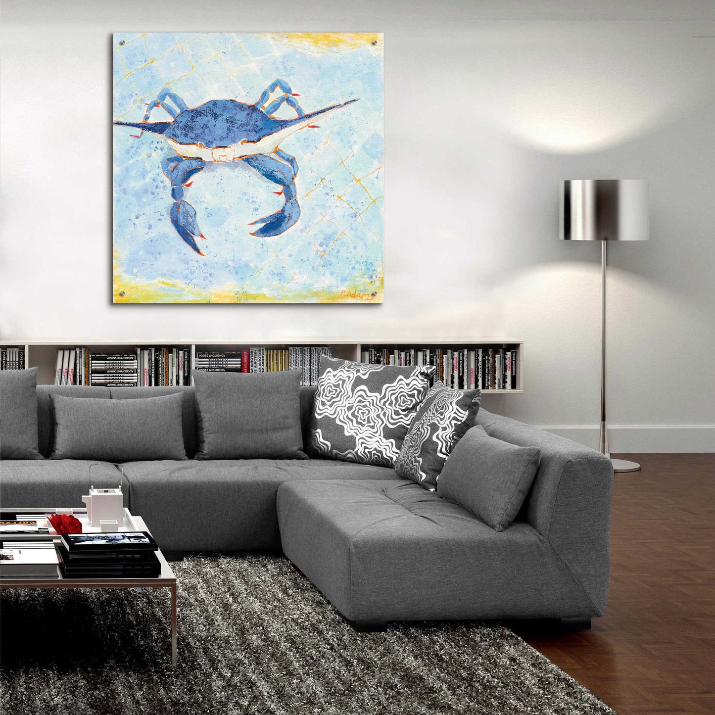 Epic Art 'Blue Crab VI' by Phyllis Adams, Acrylic Glass Wall Art,36x36