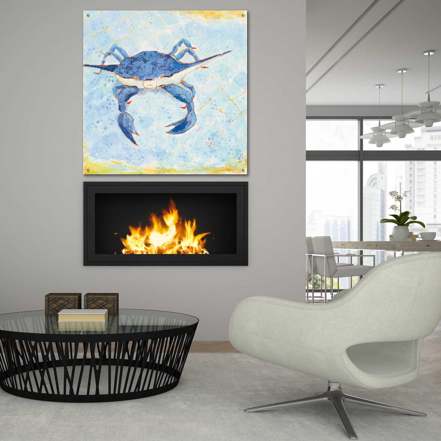 Epic Art 'Blue Crab VI' by Phyllis Adams, Acrylic Glass Wall Art,36x36