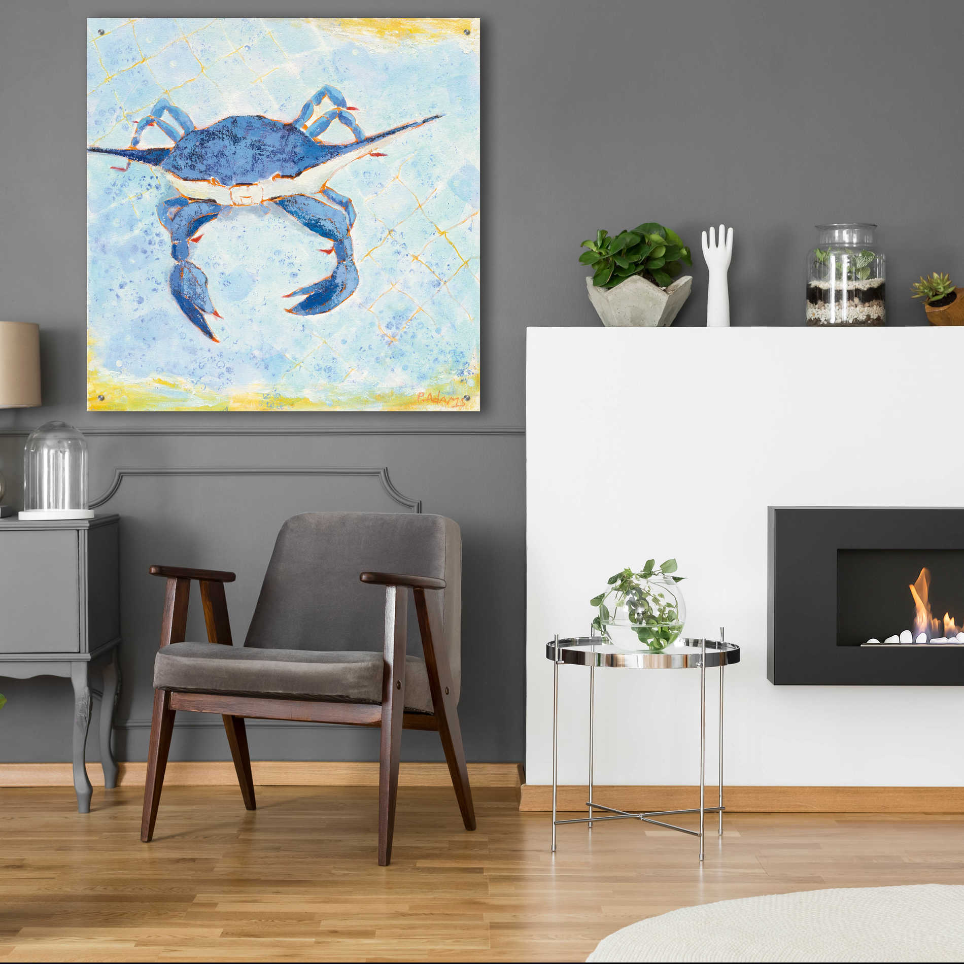 Epic Art 'Blue Crab VI' by Phyllis Adams, Acrylic Glass Wall Art,36x36