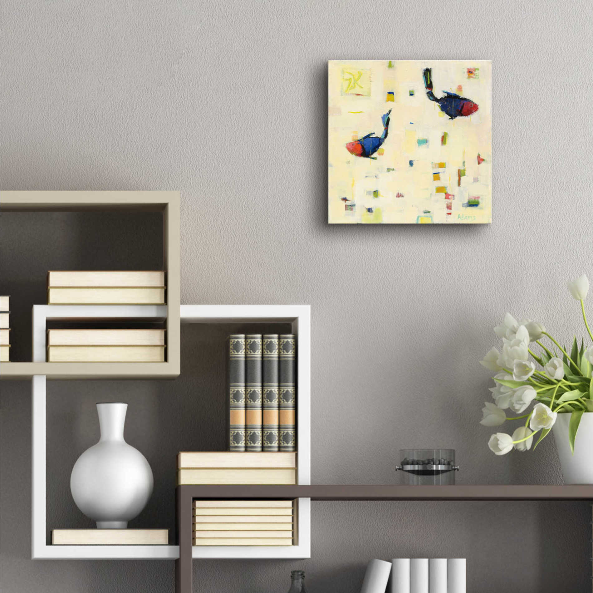 Epic Art 'One Fish Two Fish' by Phyllis Adams, Acrylic Glass Wall Art,12x12