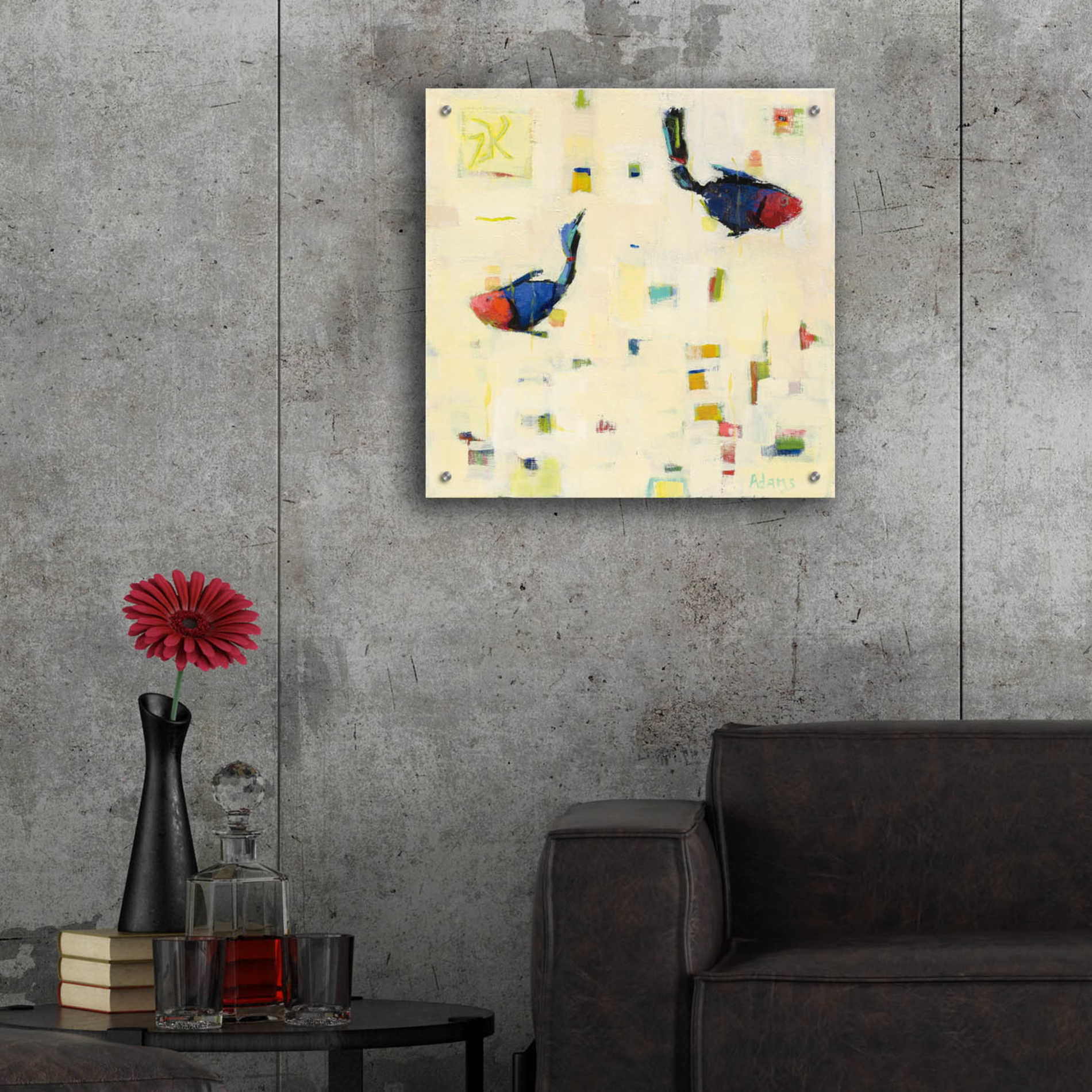 Epic Art 'One Fish Two Fish' by Phyllis Adams, Acrylic Glass Wall Art,24x24