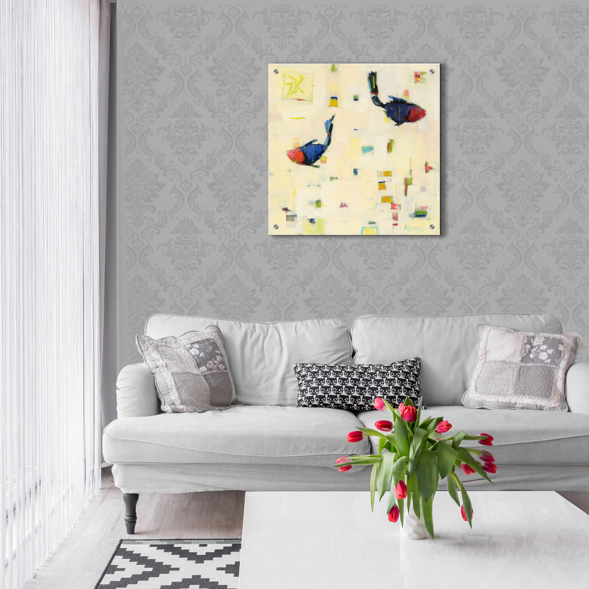 Epic Art 'One Fish Two Fish' by Phyllis Adams, Acrylic Glass Wall Art,24x24