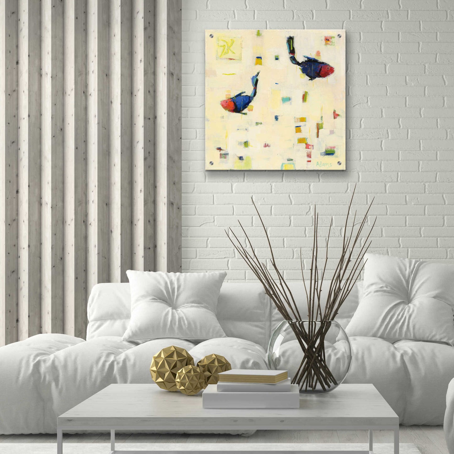 Epic Art 'One Fish Two Fish' by Phyllis Adams, Acrylic Glass Wall Art,24x24