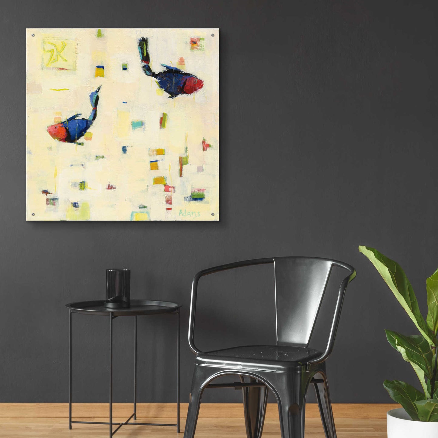 Epic Art 'One Fish Two Fish' by Phyllis Adams, Acrylic Glass Wall Art,36x36