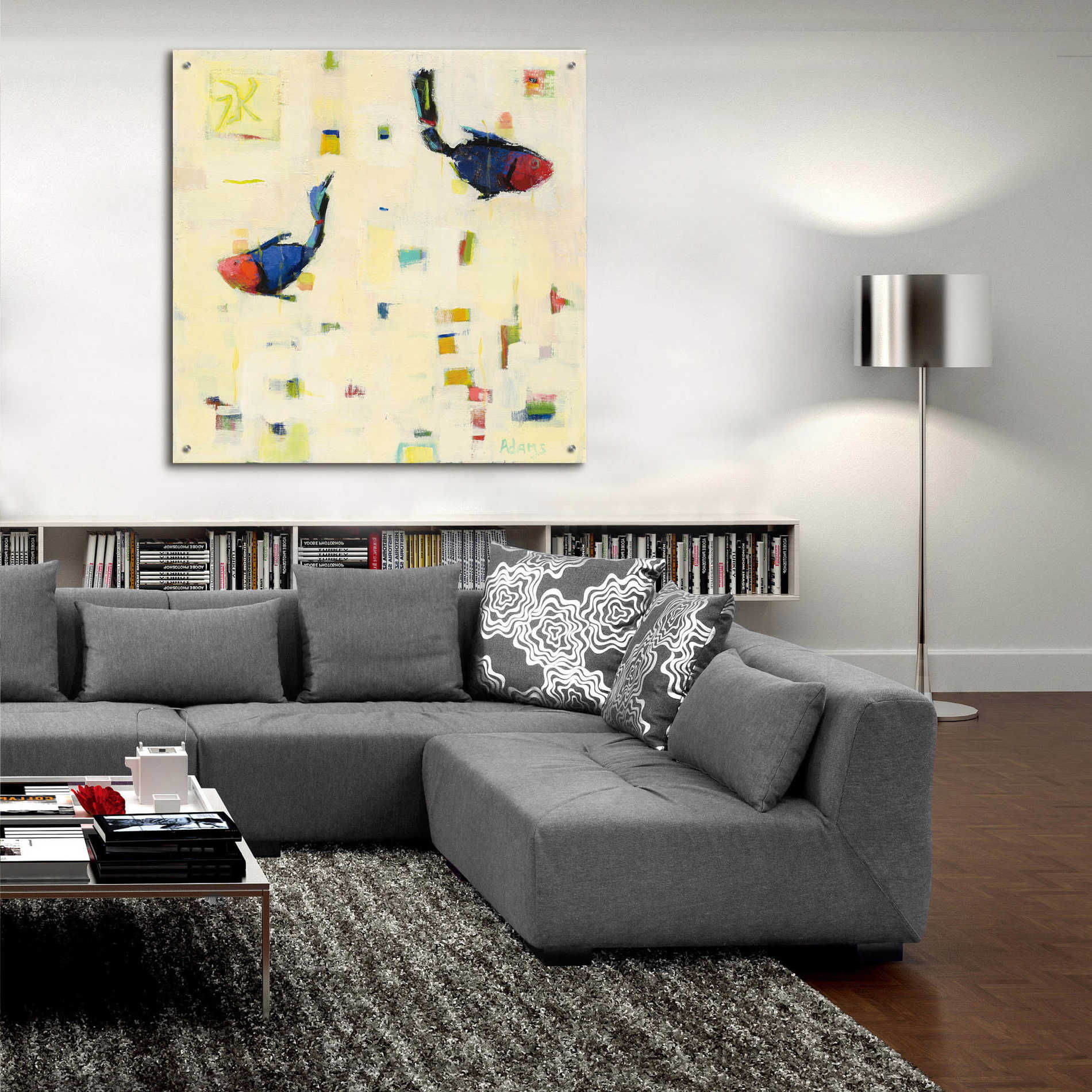 Epic Art 'One Fish Two Fish' by Phyllis Adams, Acrylic Glass Wall Art,36x36
