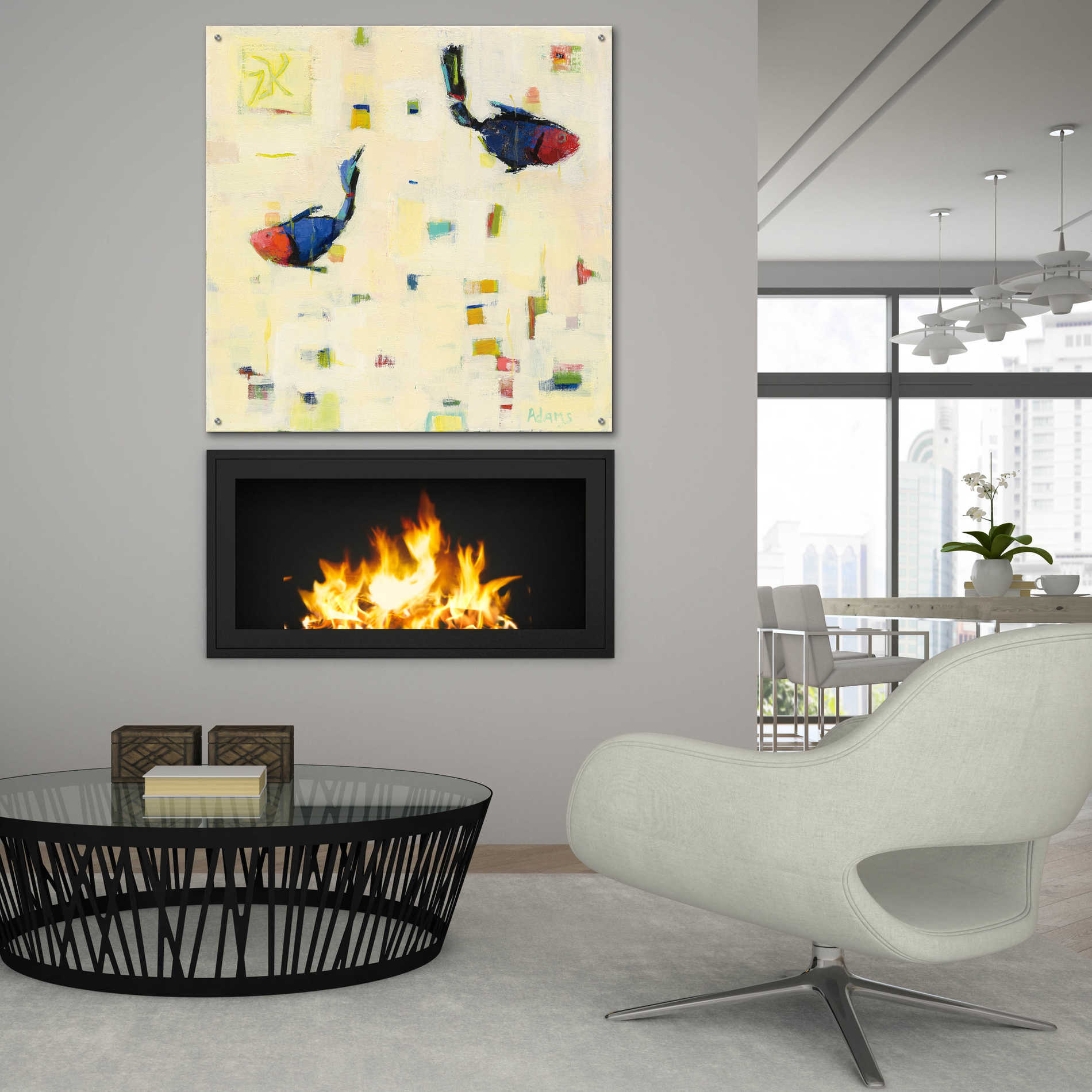 Epic Art 'One Fish Two Fish' by Phyllis Adams, Acrylic Glass Wall Art,36x36